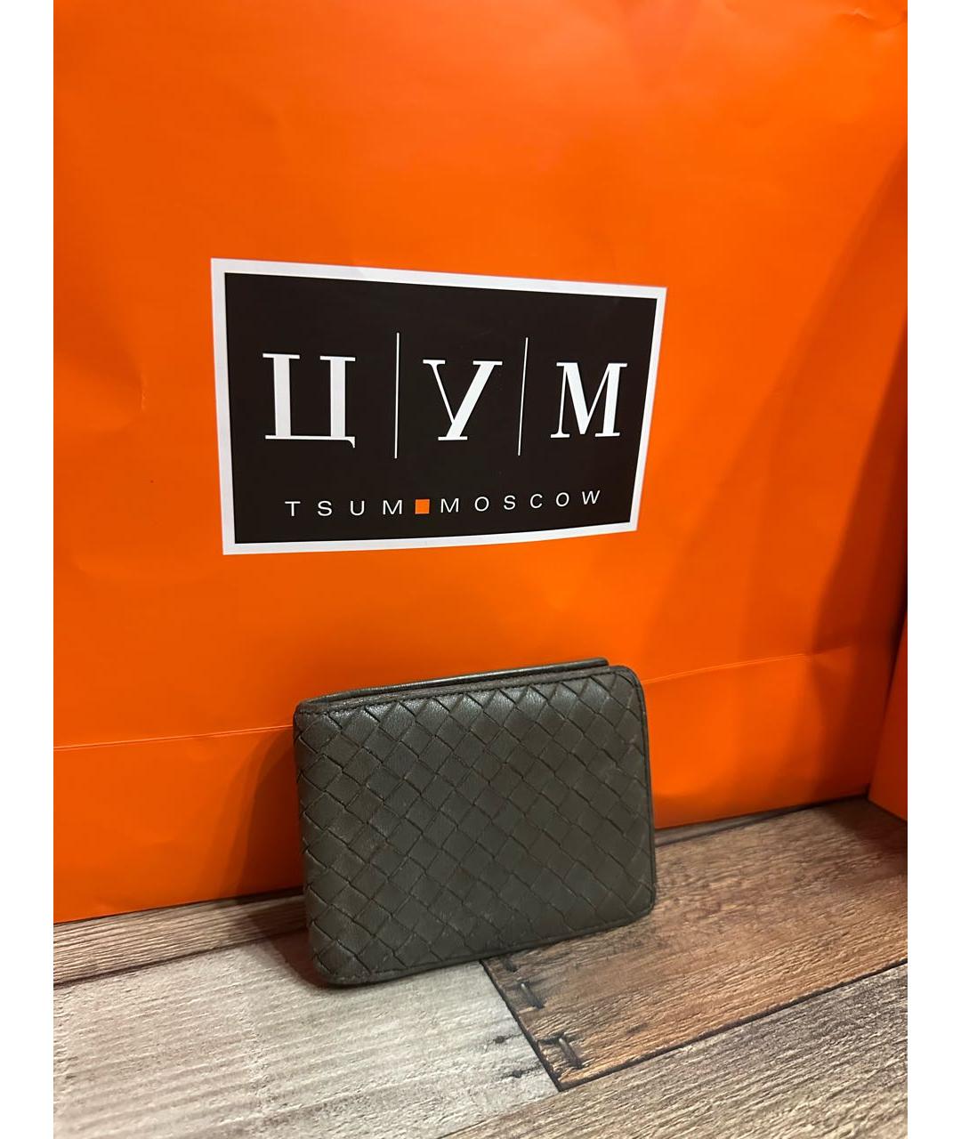 BOTTEGA VENETA Хаки кожаный кошелек, фото 2