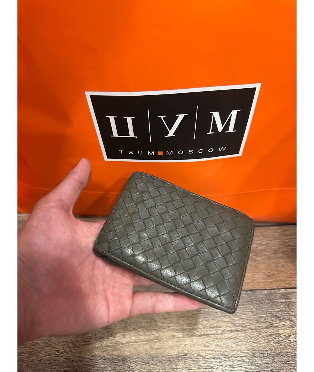 BOTTEGA VENETA Хаки кожаный кошелек, фото 3