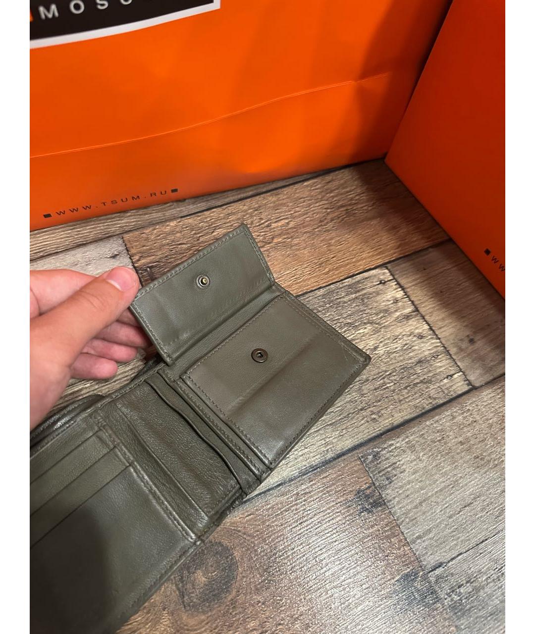 BOTTEGA VENETA Хаки кожаный кошелек, фото 5