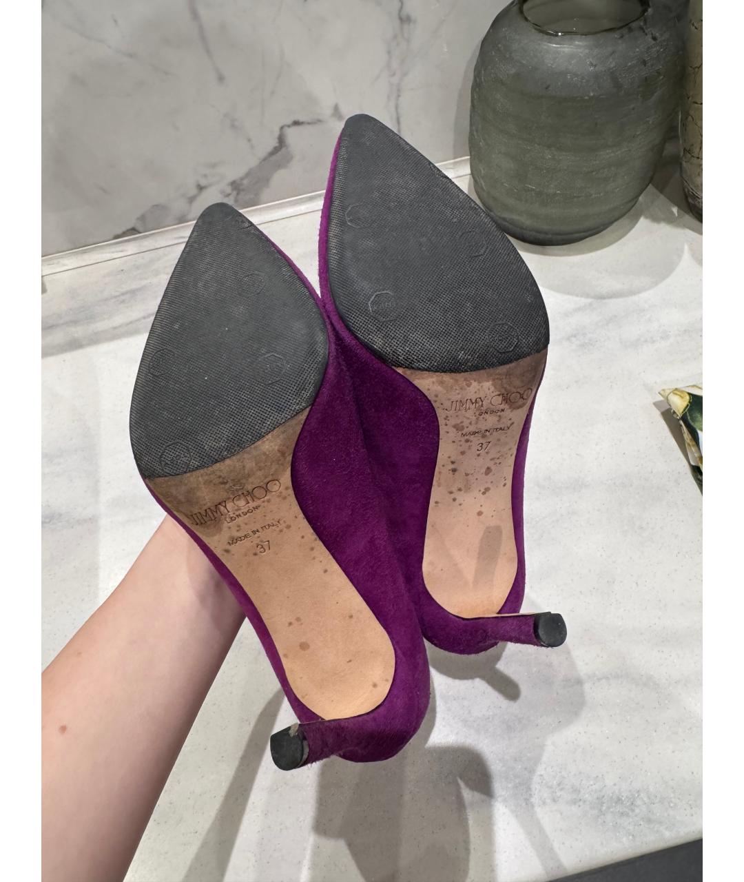 JIMMY CHOO Фиолетовые замшевые босоножки, фото 5