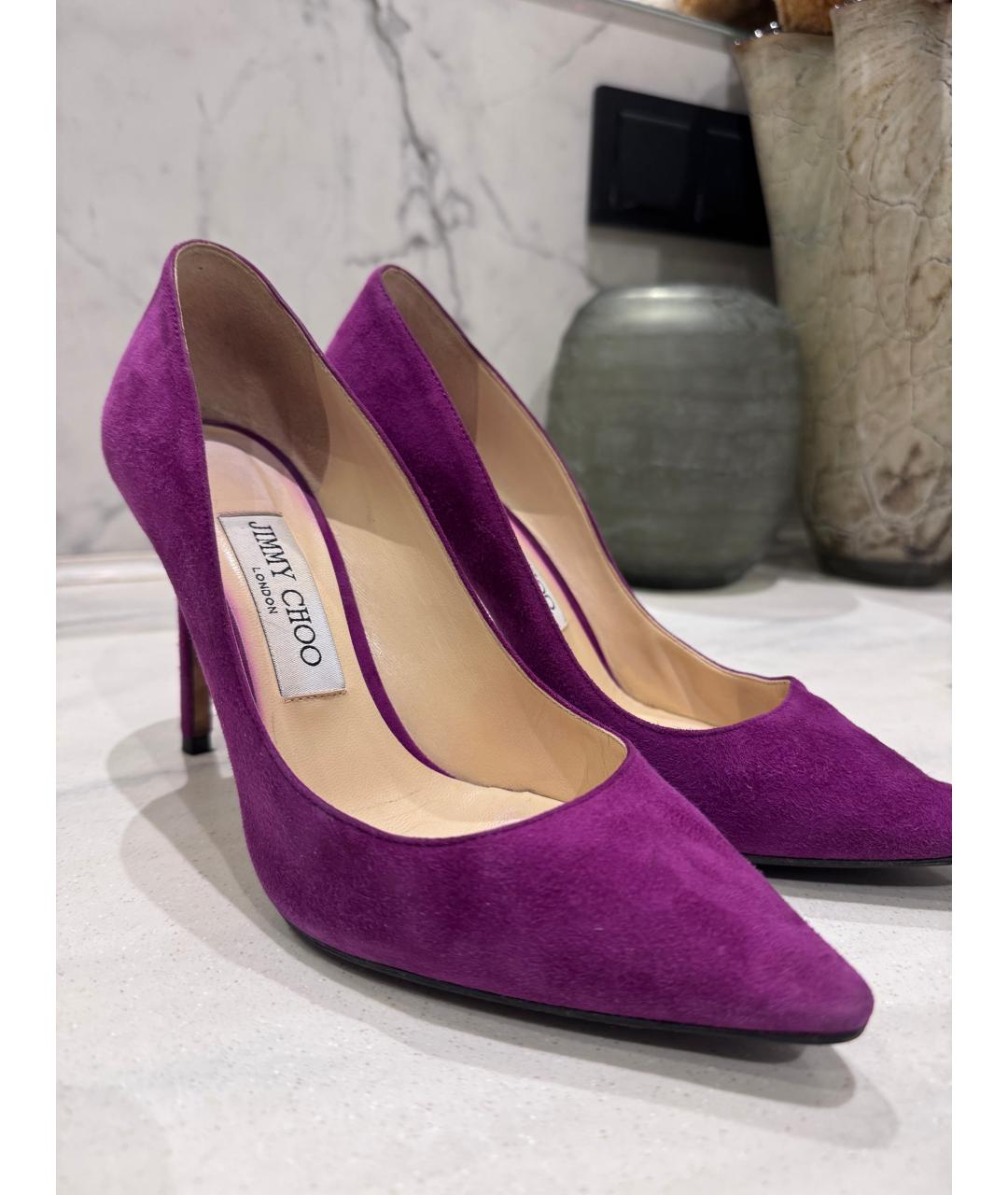 JIMMY CHOO Фиолетовые замшевые босоножки, фото 3