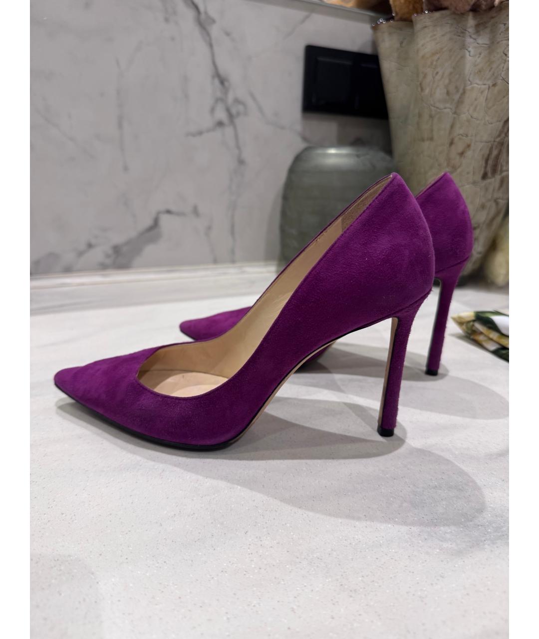 JIMMY CHOO Фиолетовые замшевые босоножки, фото 6