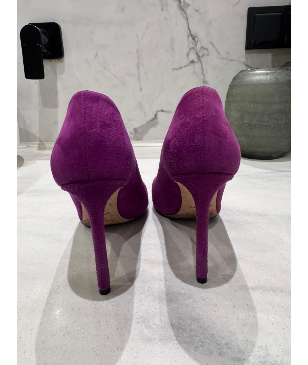 JIMMY CHOO Фиолетовые замшевые босоножки, фото 4