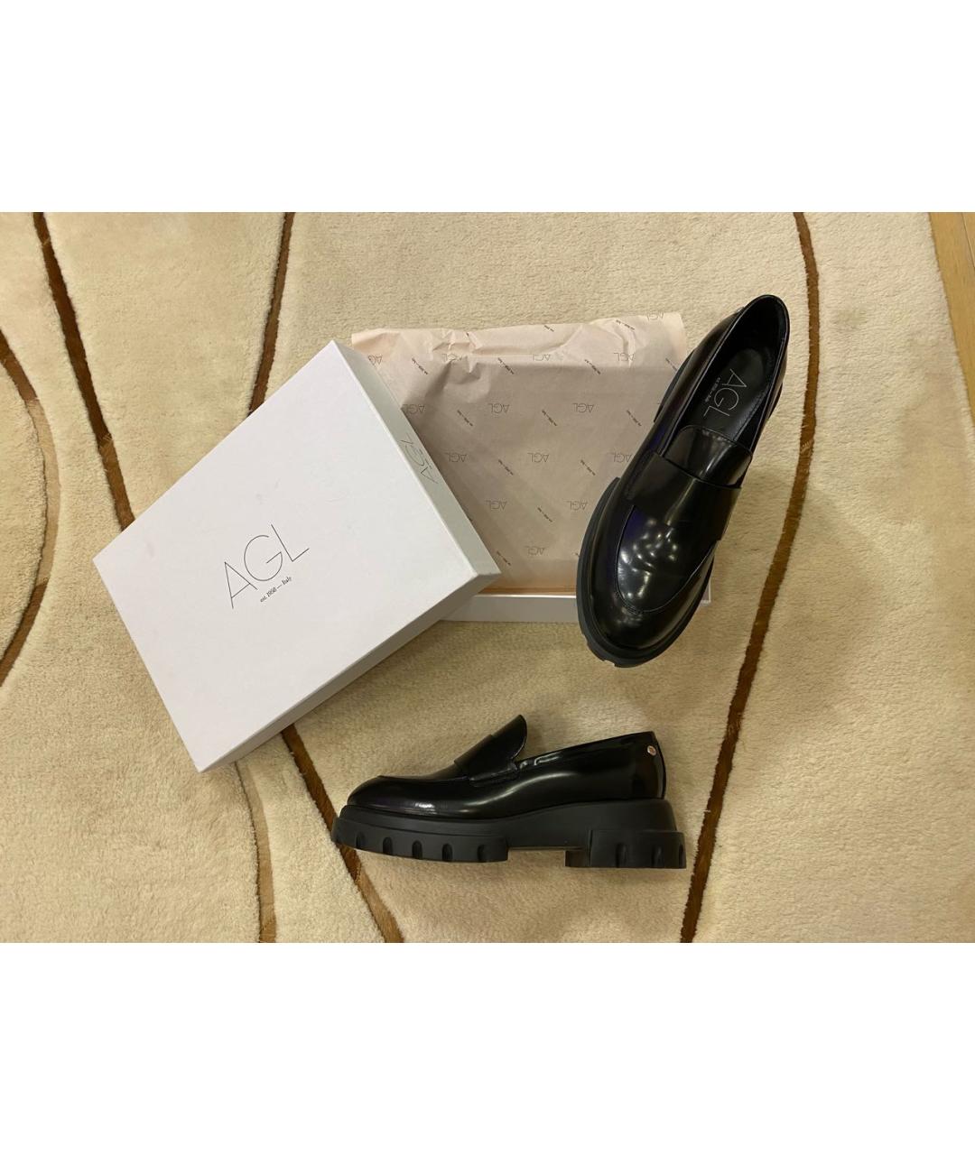 AGL Черные кожаные лоферы, фото 8
