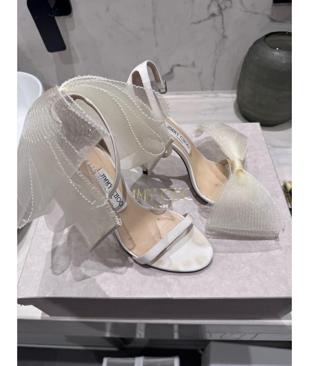 JIMMY CHOO Белые кожаные босоножки, фото 3