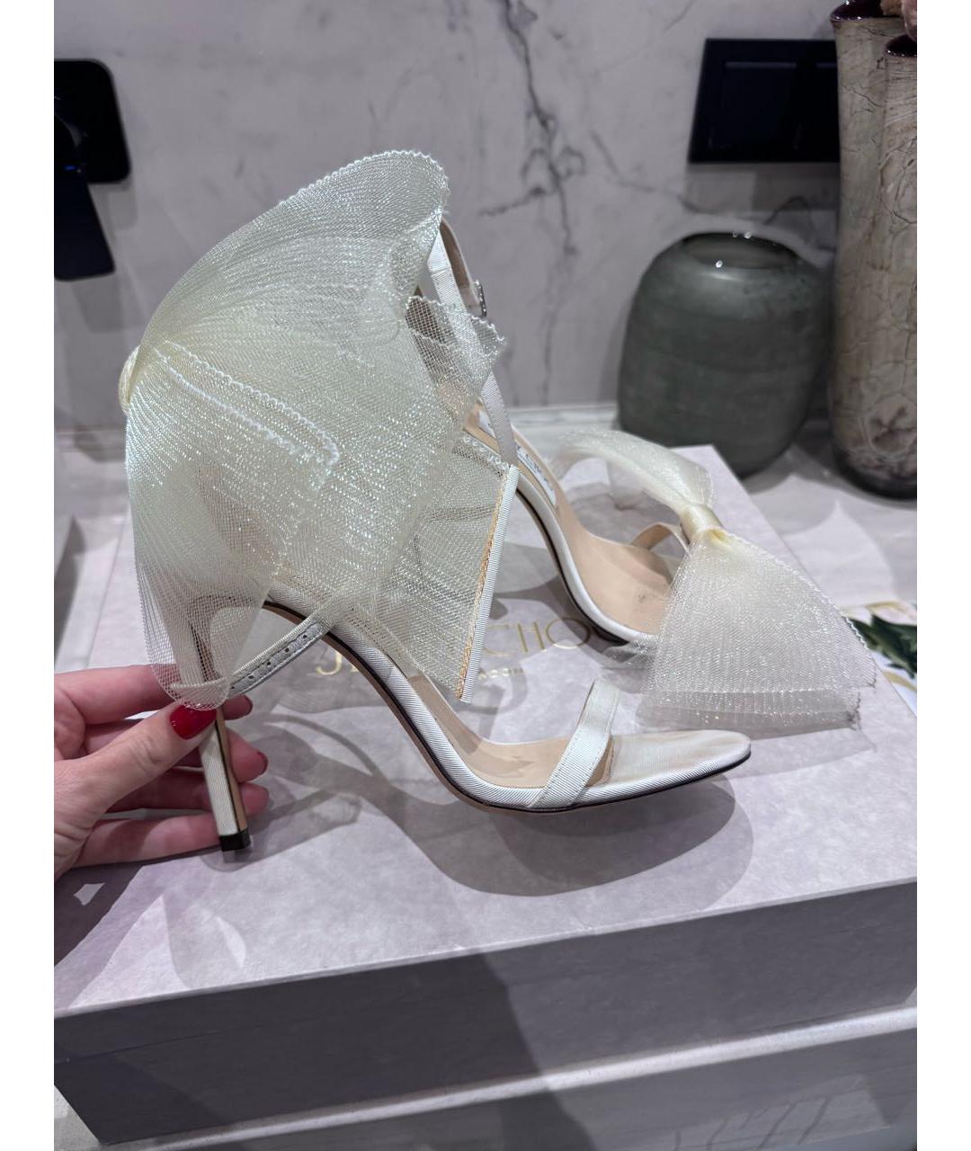 JIMMY CHOO Белые кожаные босоножки, фото 8