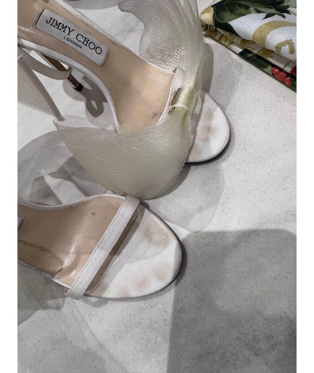 JIMMY CHOO Белые кожаные босоножки, фото 7