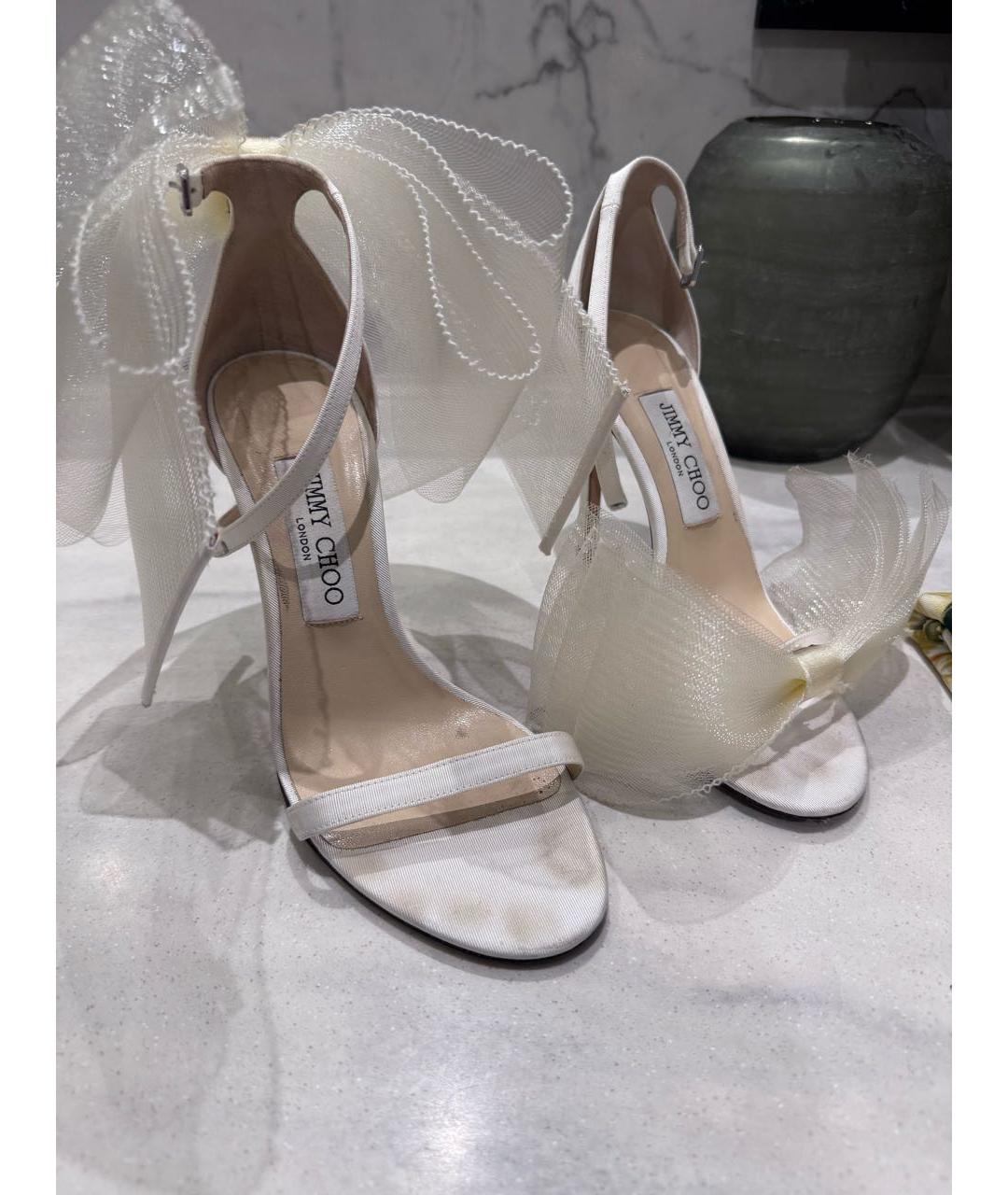 JIMMY CHOO Белые кожаные босоножки, фото 2