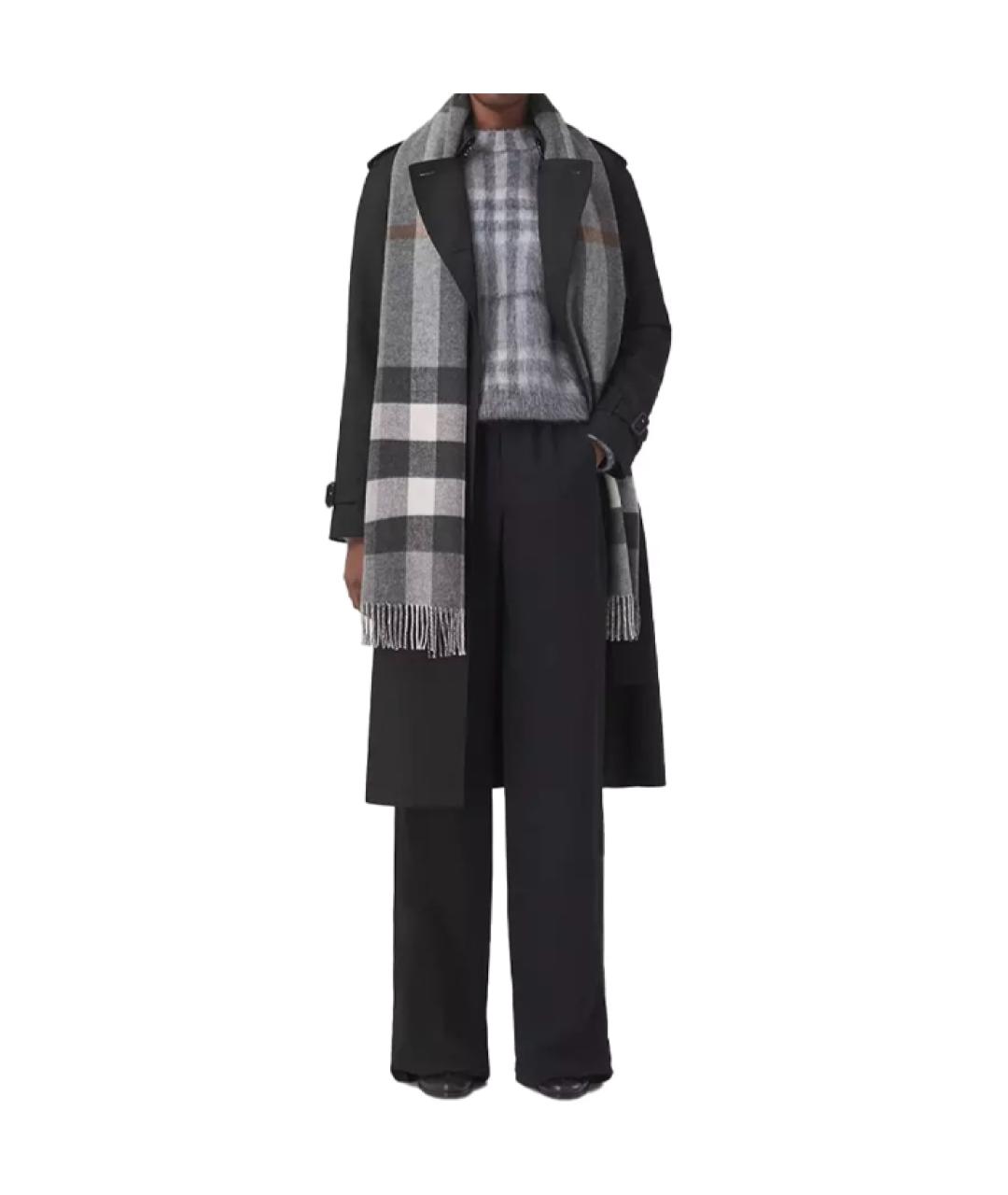 BURBERRY Серый кашемировый шарф, фото 4