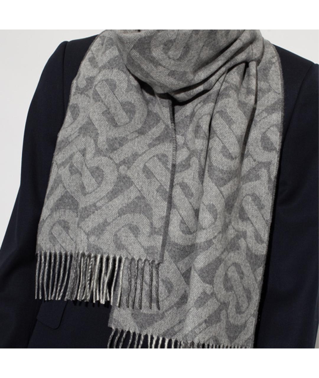 BURBERRY Серый кашемировый шарф, фото 3