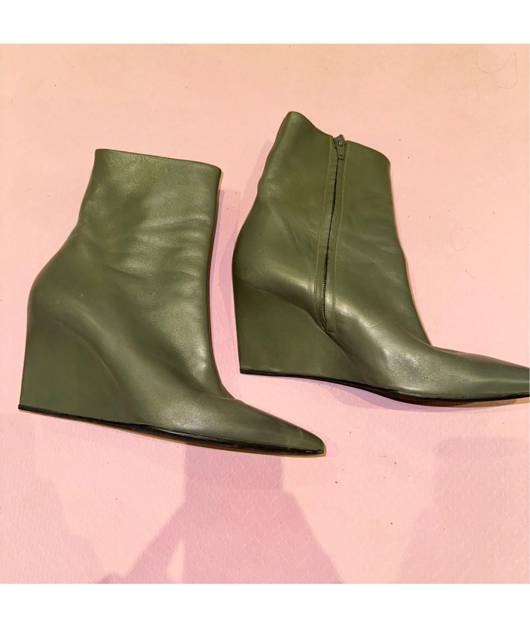 BALENCIAGA Хаки кожаные ботильоны, фото 6