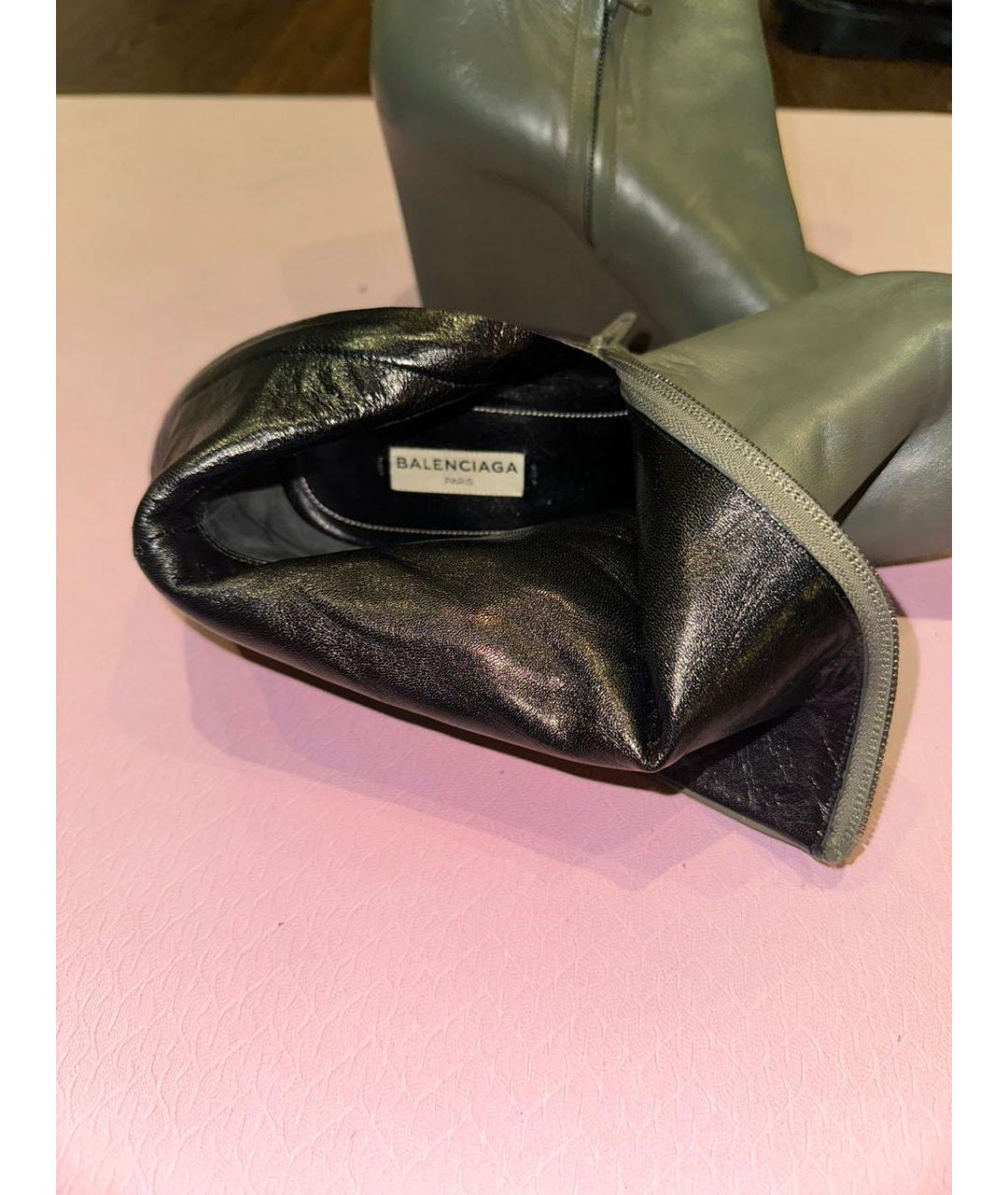 BALENCIAGA Хаки кожаные ботильоны, фото 4