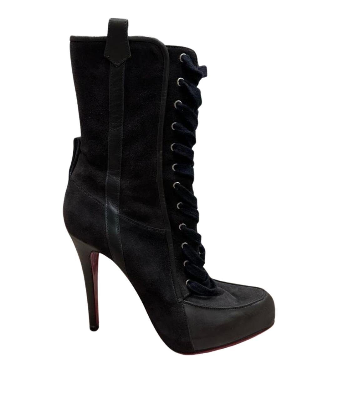 CHRISTIAN LOUBOUTIN Антрацитовые ботильоны, фото 1