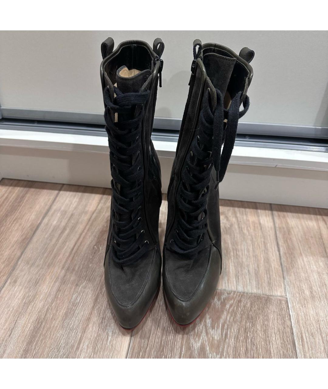 CHRISTIAN LOUBOUTIN Антрацитовые ботильоны, фото 2