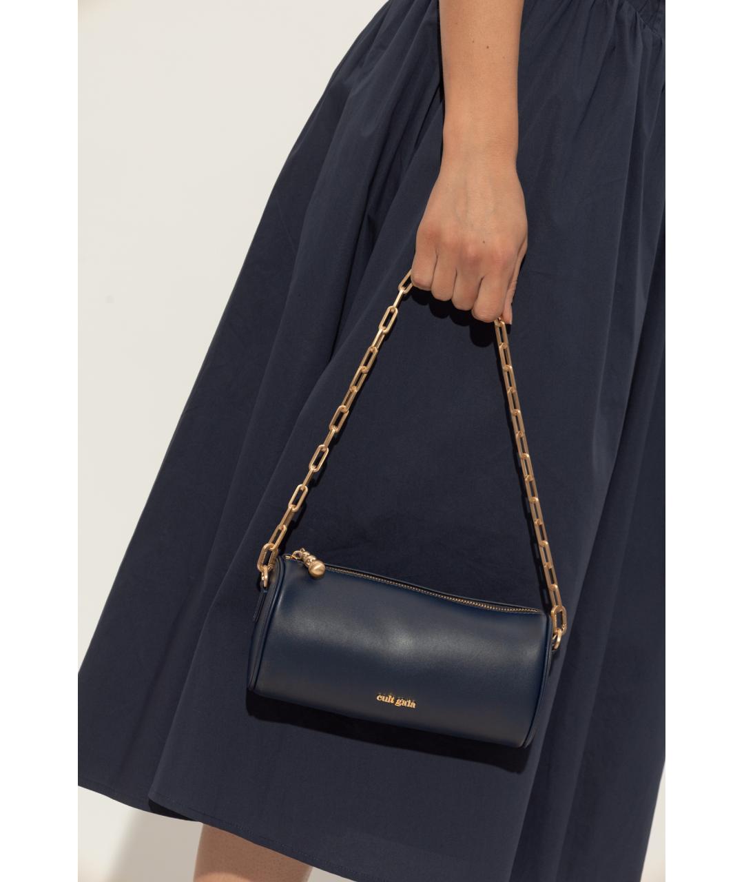 CULT GAIA Темно-синяя кожаная сумка с короткими ручками, фото 4