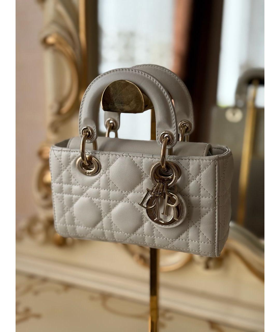 CHRISTIAN DIOR Белая кожаная сумка с короткими ручками, фото 2