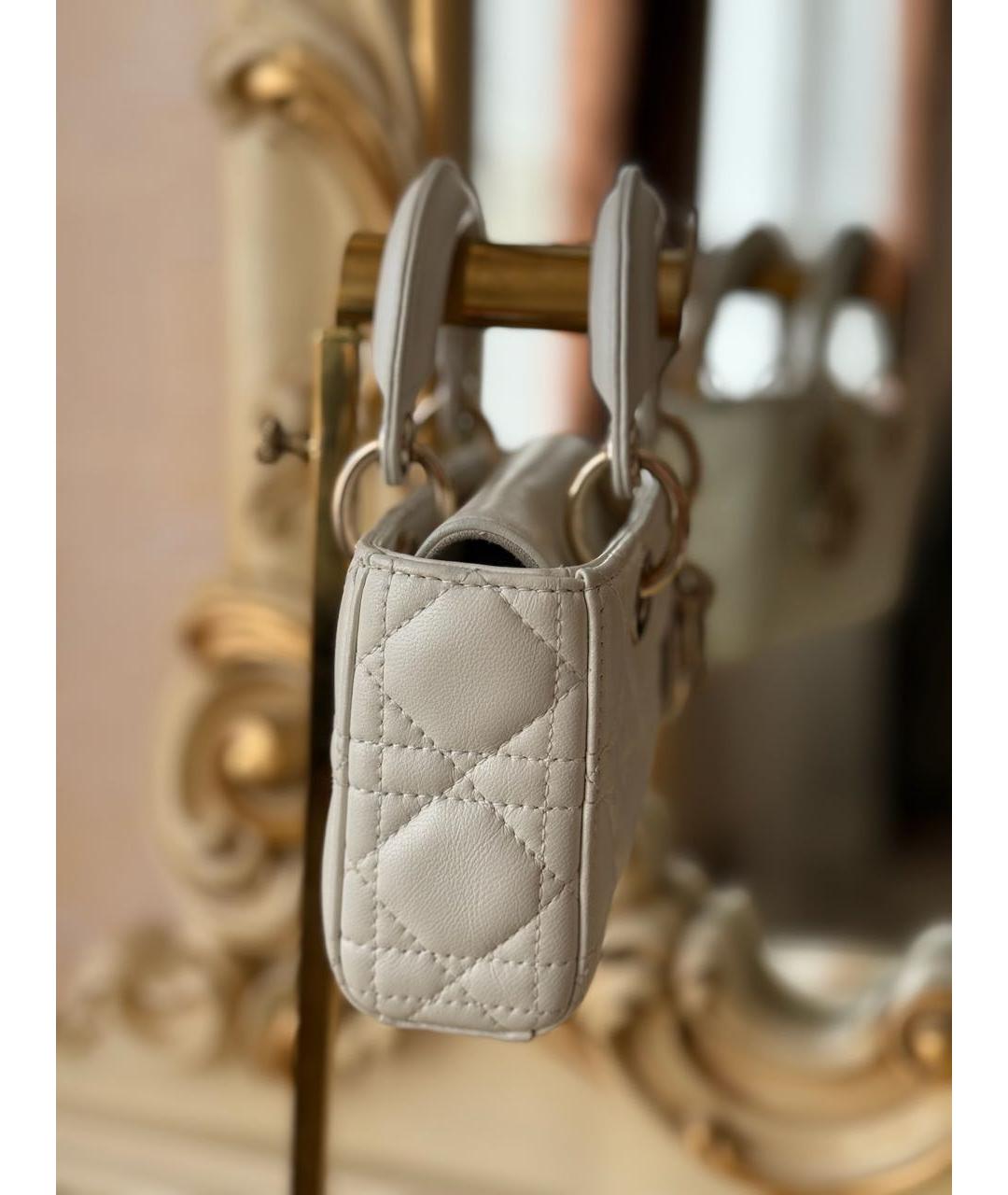 CHRISTIAN DIOR Белая кожаная сумка с короткими ручками, фото 8