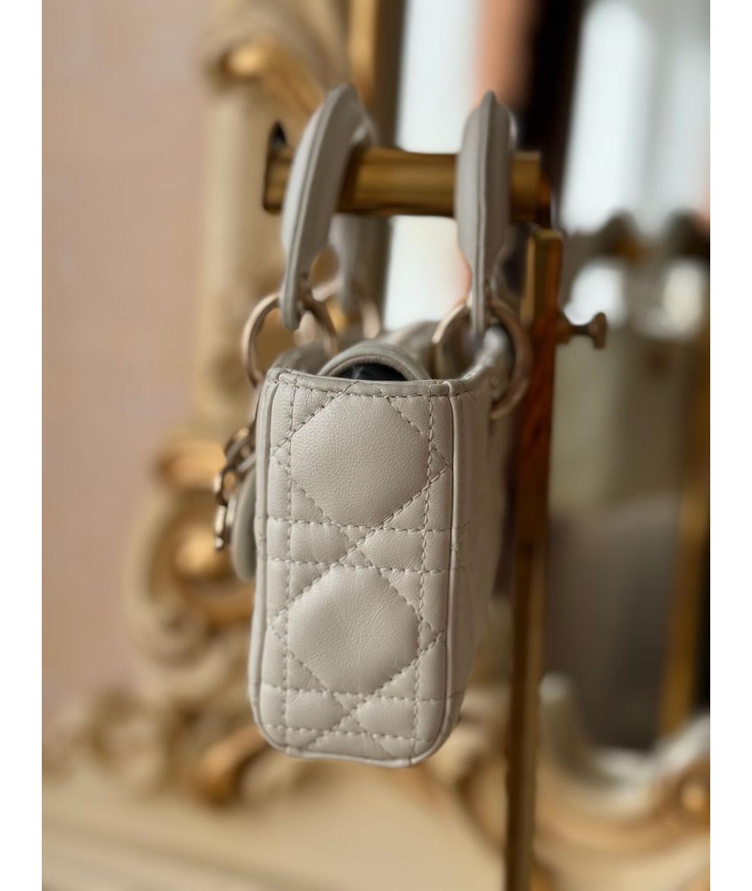 CHRISTIAN DIOR Белая кожаная сумка с короткими ручками, фото 7