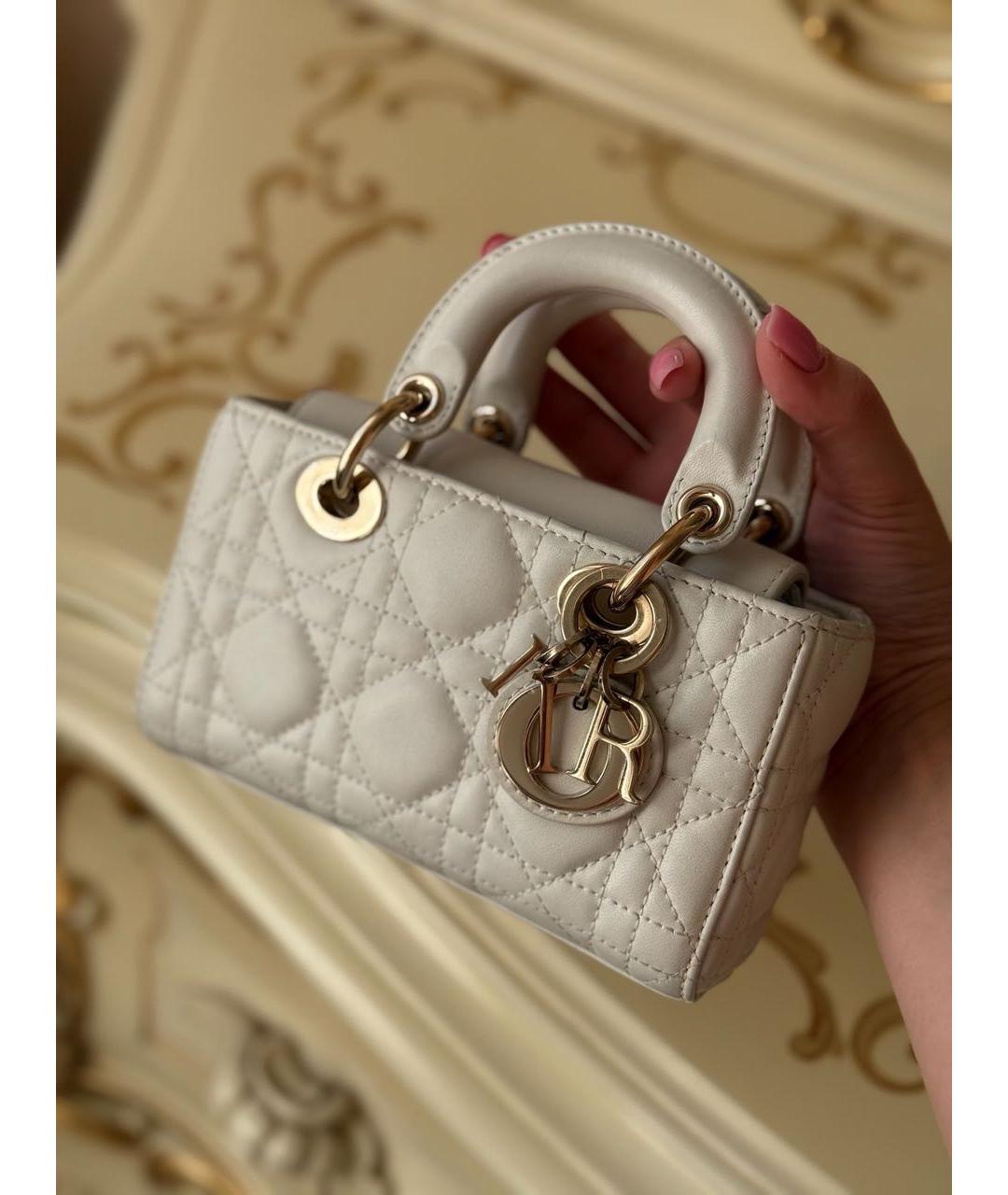 CHRISTIAN DIOR Белая кожаная сумка с короткими ручками, фото 4