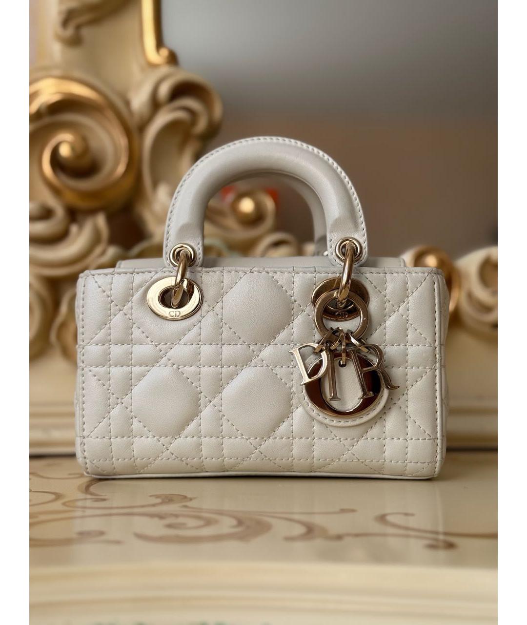 CHRISTIAN DIOR Белая кожаная сумка с короткими ручками, фото 3