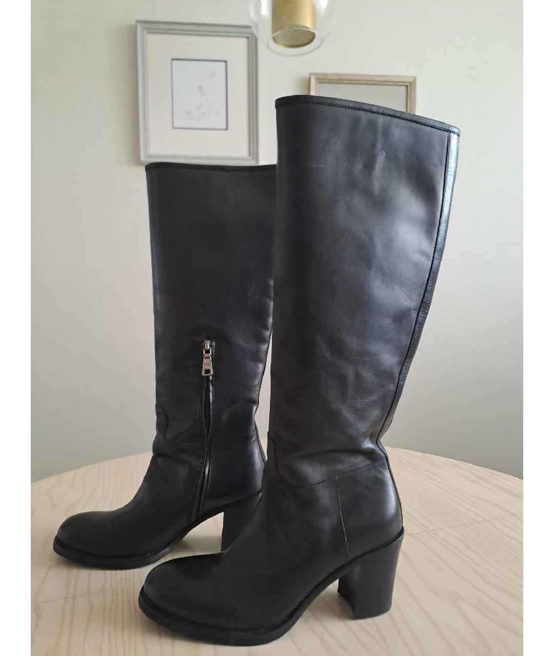 PRADA Черные кожаные сапоги, фото 6