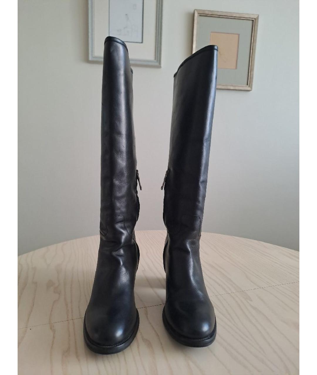 PRADA Черные кожаные сапоги, фото 3