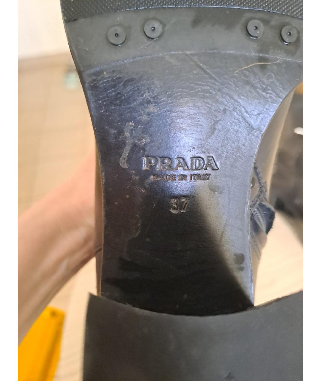 PRADA Черные кожаные сапоги, фото 5