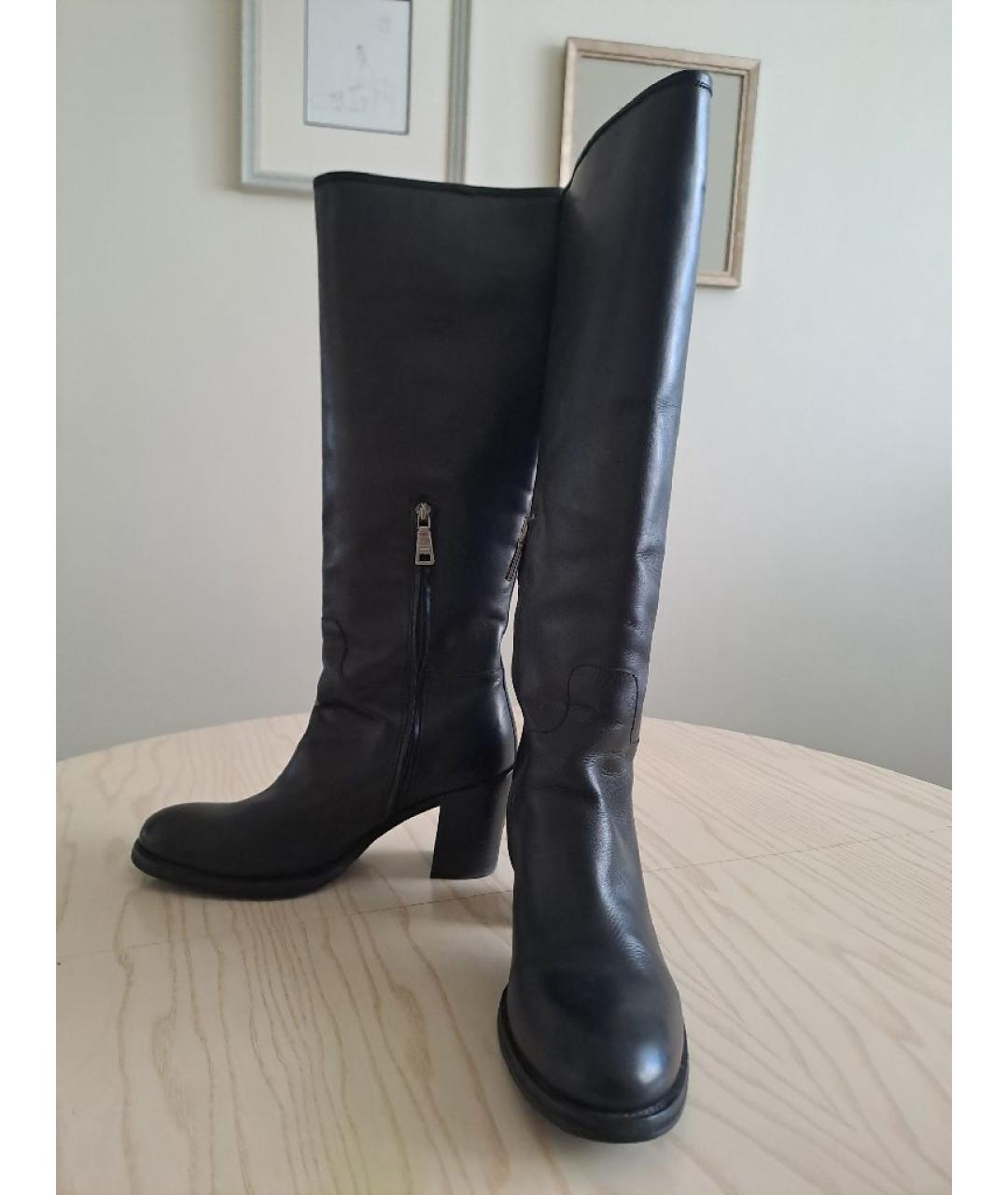 PRADA Черные кожаные сапоги, фото 2