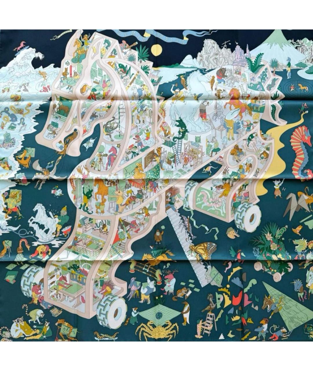 HERMES Темно-синий шелковый платок, фото 2