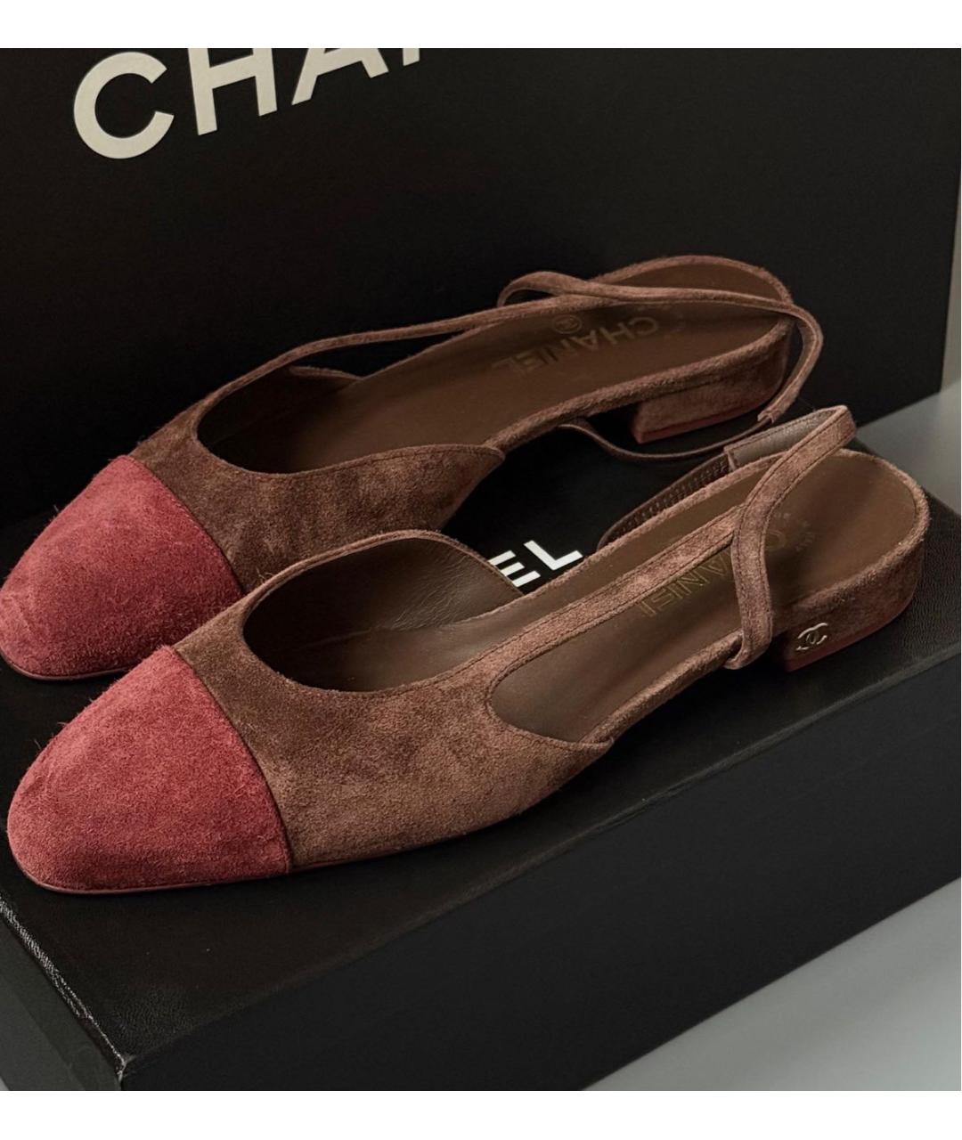 CHANEL Мульти замшевые лодочки на низком каблуке, фото 2