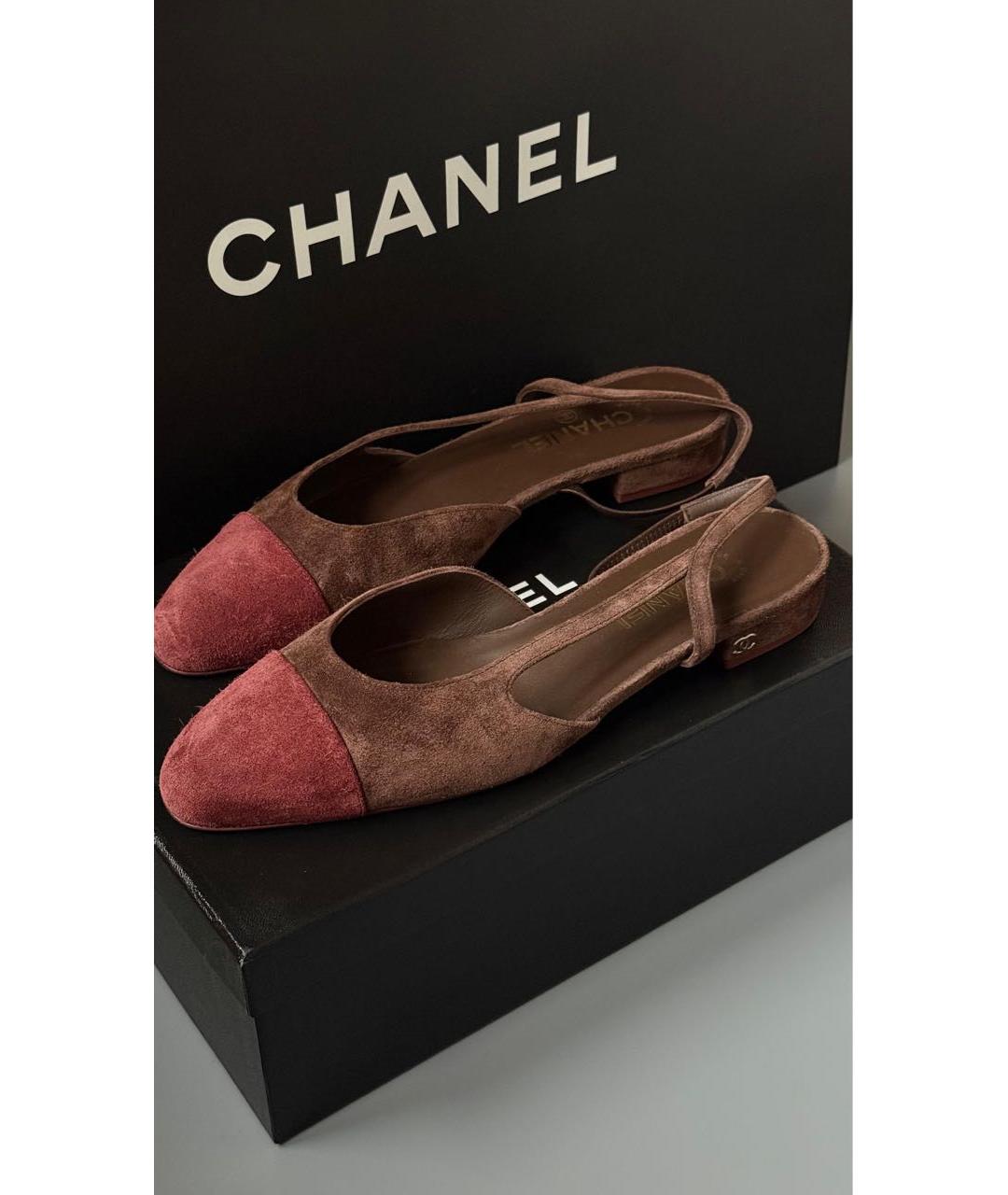 CHANEL Мульти замшевые лодочки на низком каблуке, фото 3