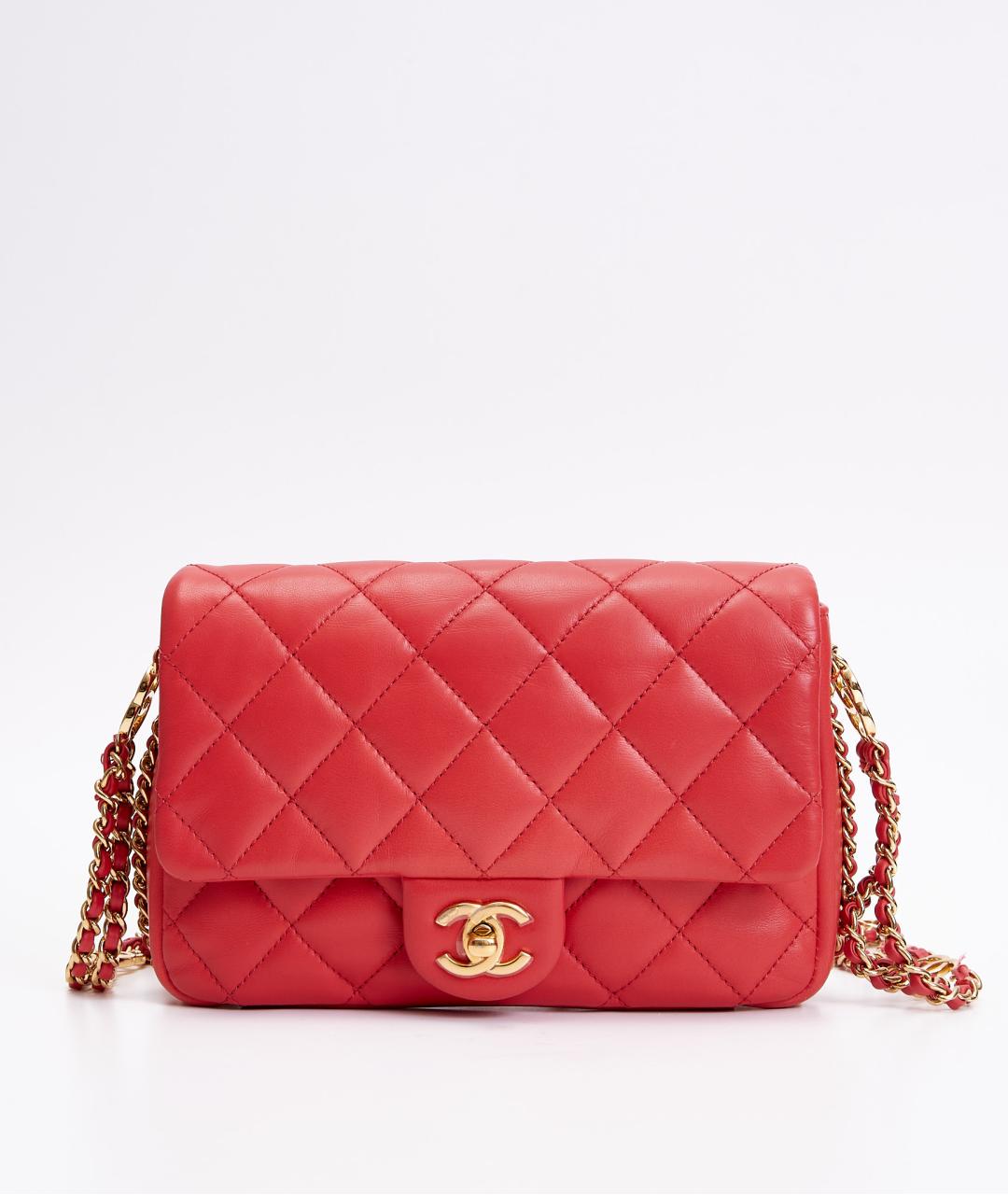 CHANEL Коралловая кожаная сумка через плечо, фото 8