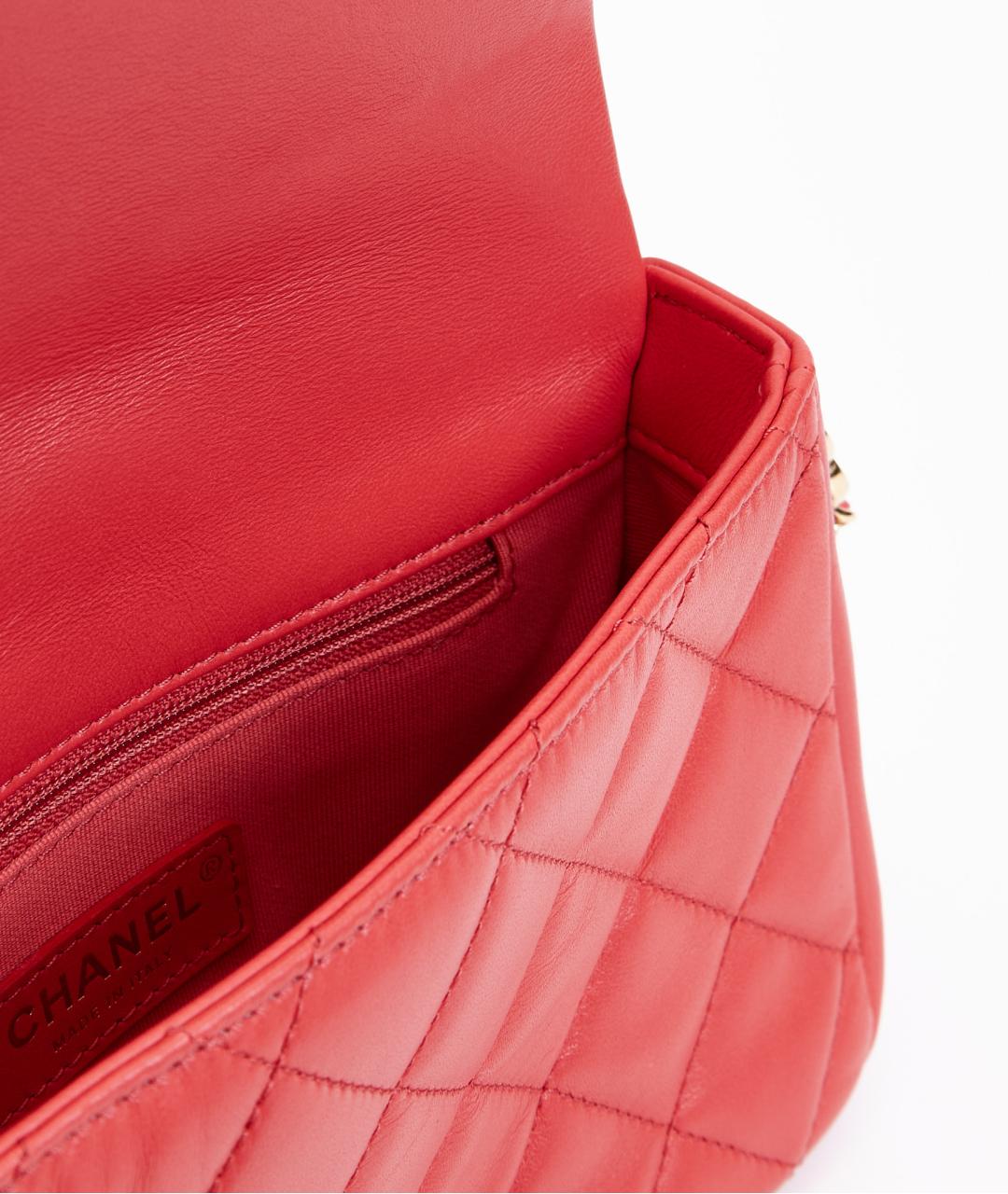 CHANEL Коралловая кожаная сумка через плечо, фото 5