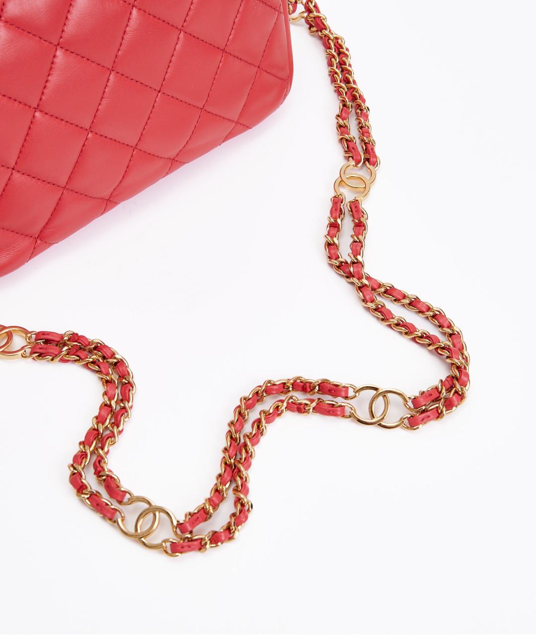 CHANEL Коралловая кожаная сумка через плечо, фото 4