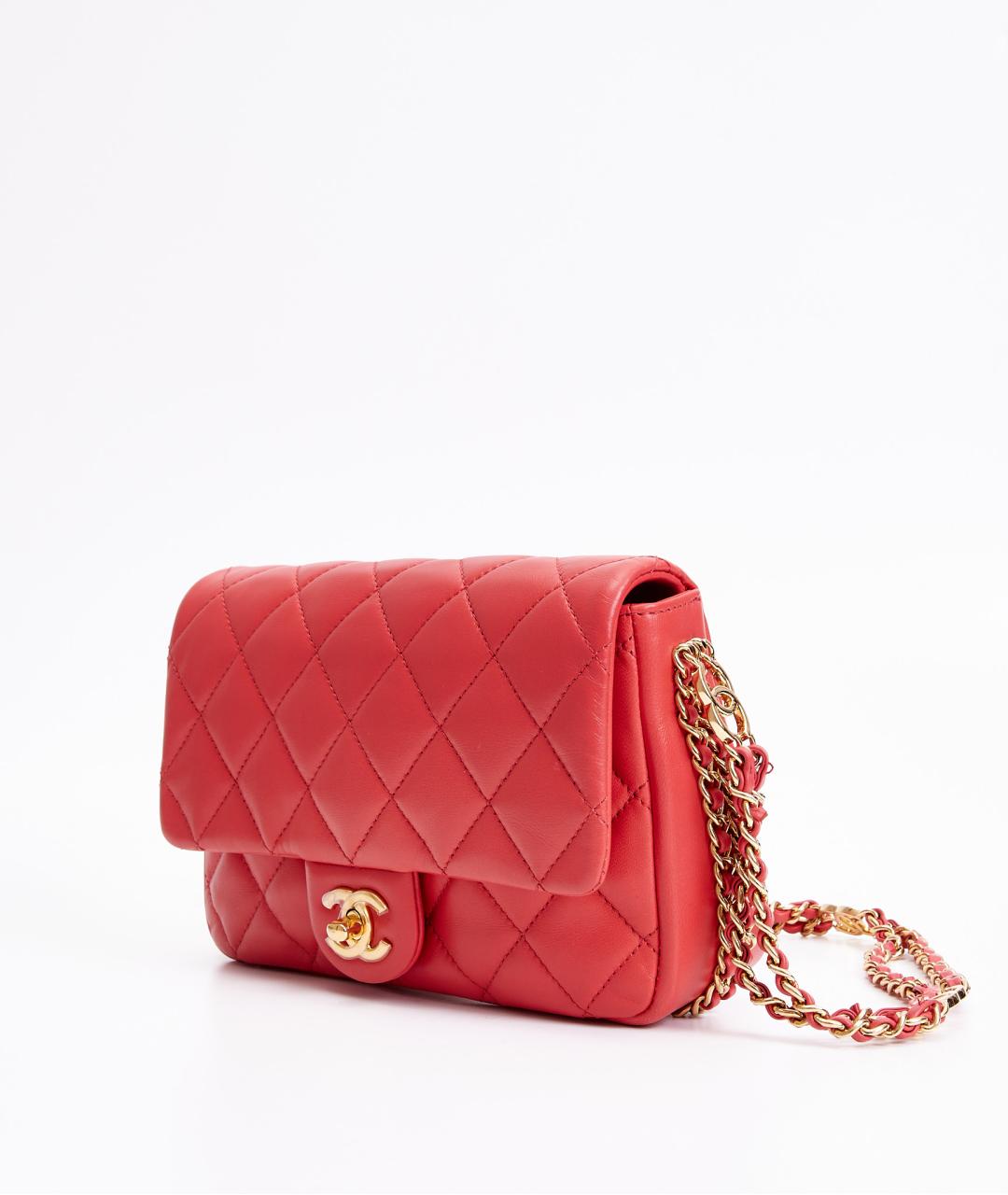 CHANEL Коралловая кожаная сумка через плечо, фото 2