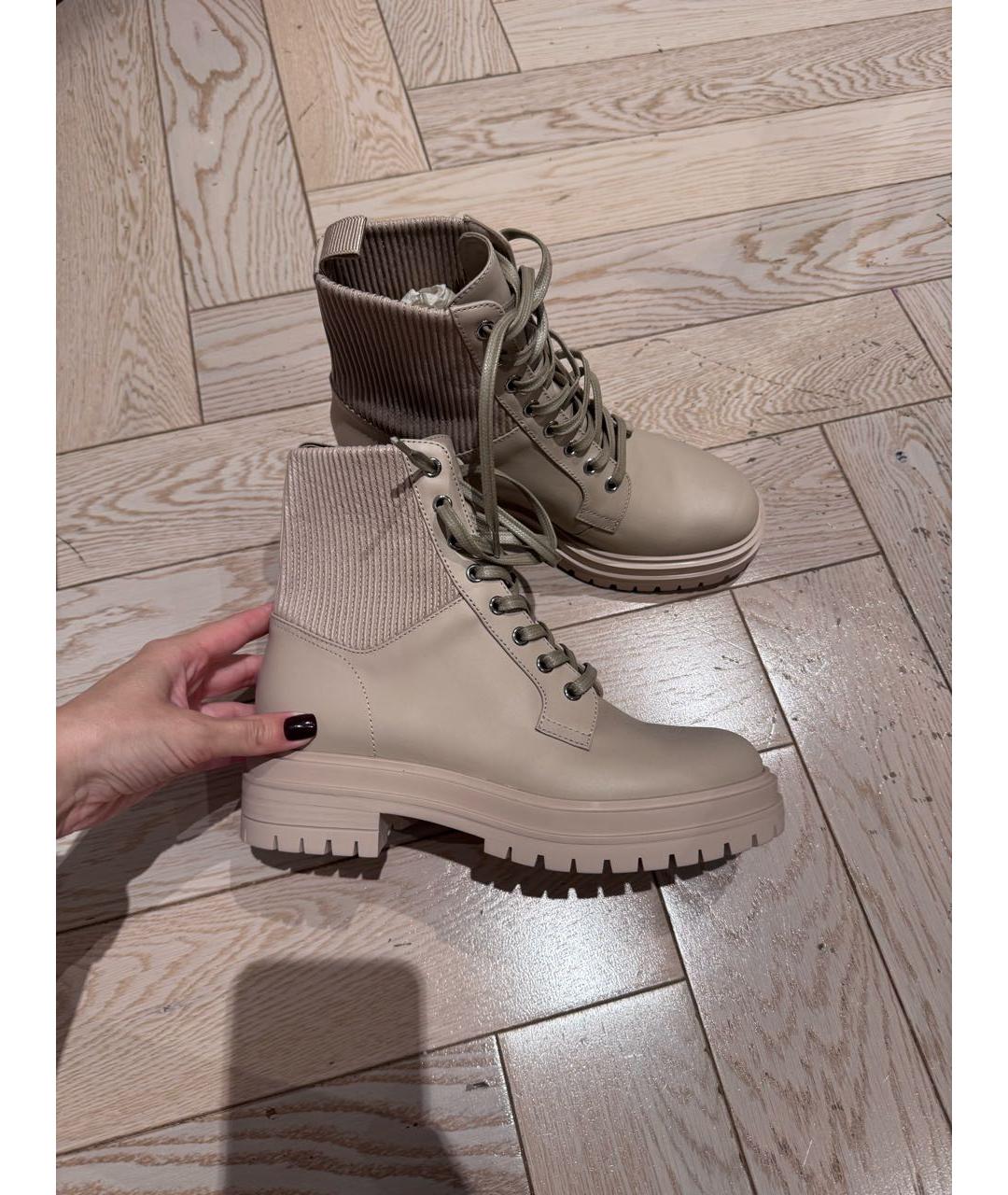 GIANVITO ROSSI Бежевые кожаные ботинки, фото 5