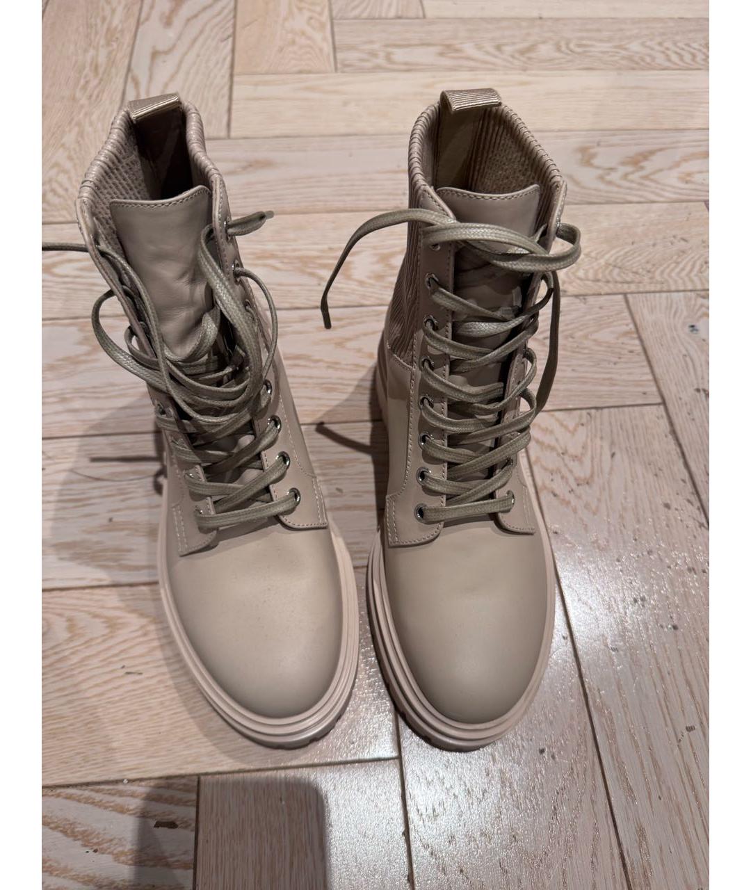 GIANVITO ROSSI Бежевые кожаные ботинки, фото 3