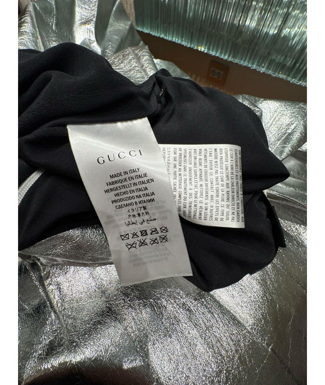 GUCCI Серебряная кожаная юбка миди, фото 6