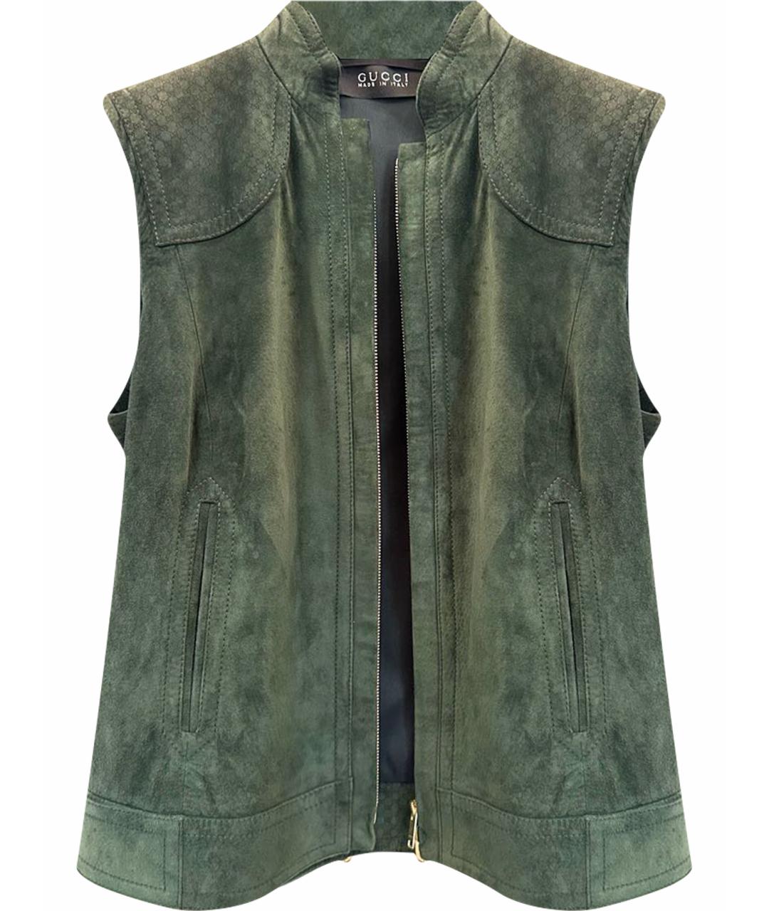 GUCCI Зеленый замшевый жилет, фото 1