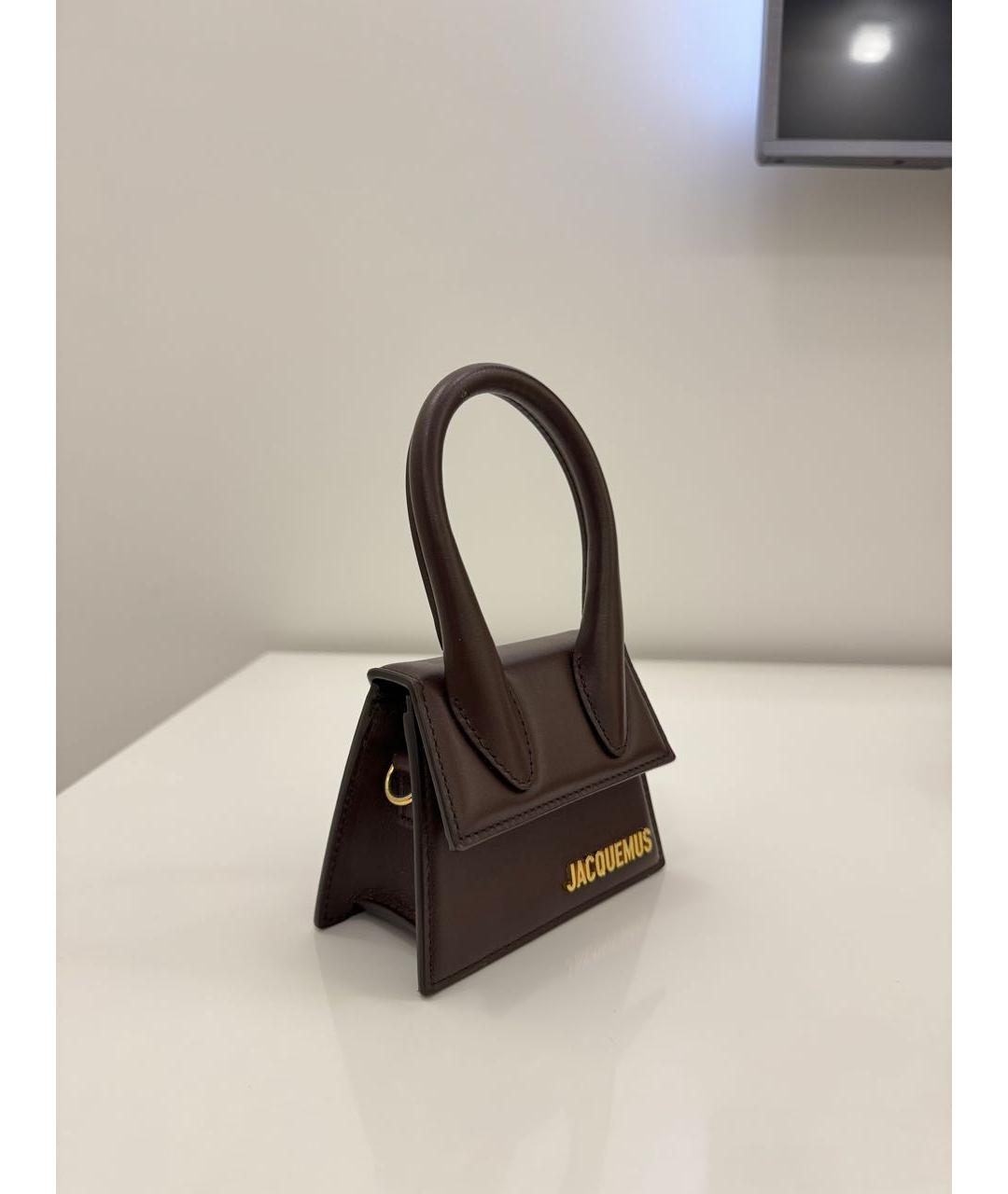 JACQUEMUS Коричневая кожаная сумка через плечо, фото 2