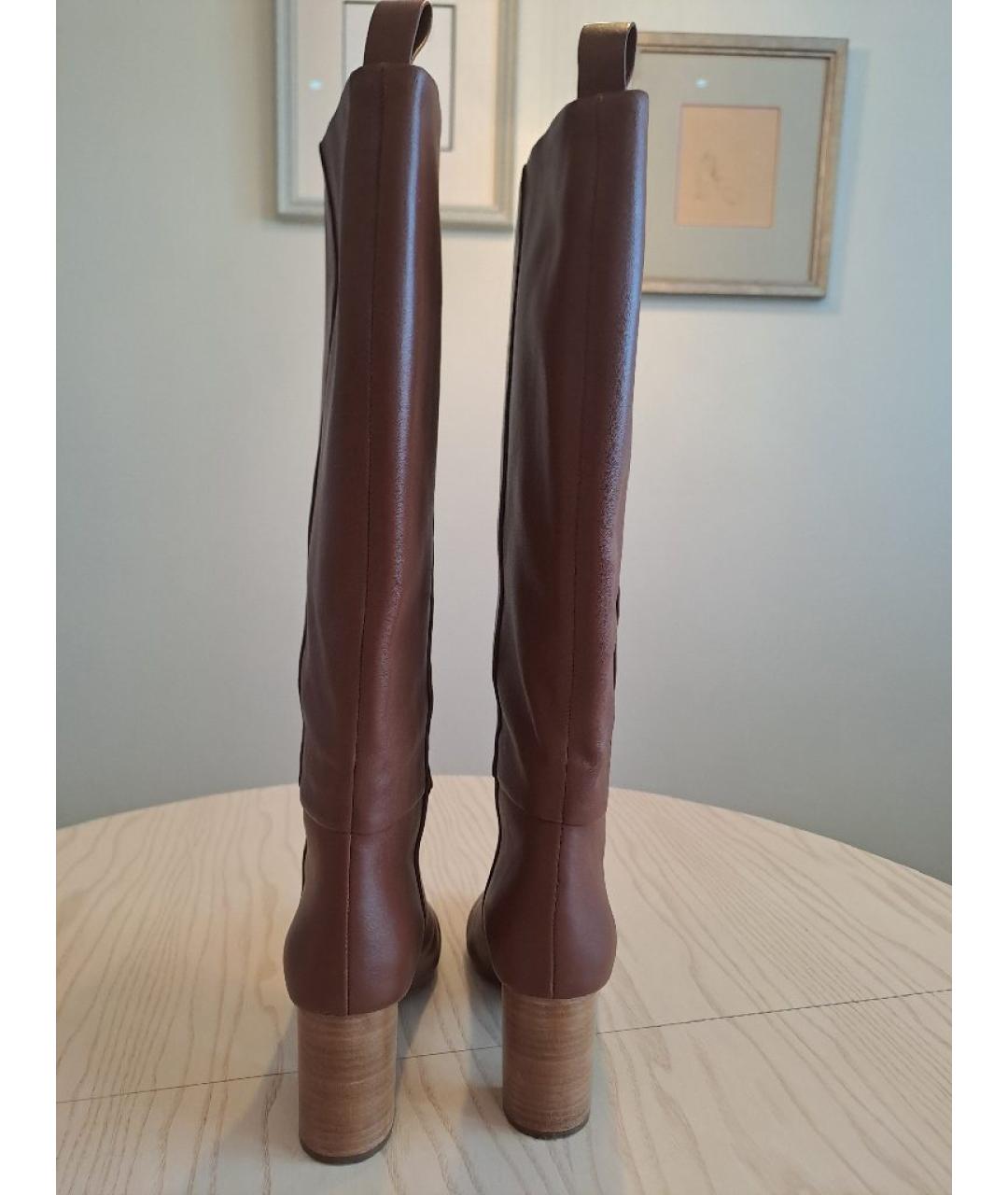 JIL SANDER Коричневые кожаные сапоги, фото 4