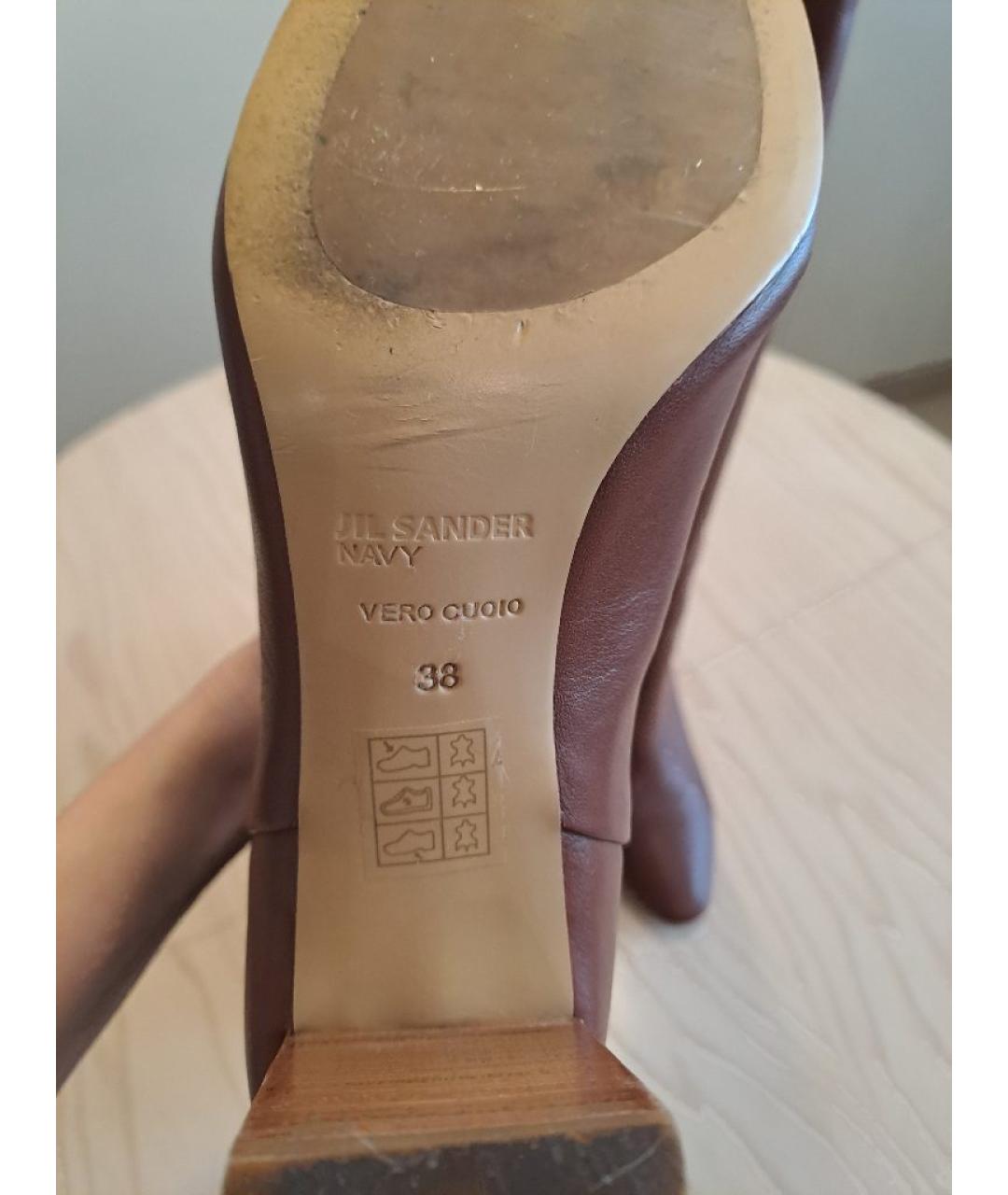 JIL SANDER Коричневые кожаные сапоги, фото 5