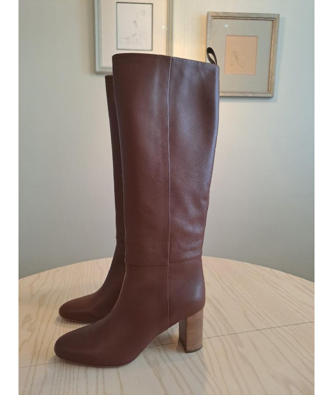 JIL SANDER Коричневые кожаные сапоги, фото 7