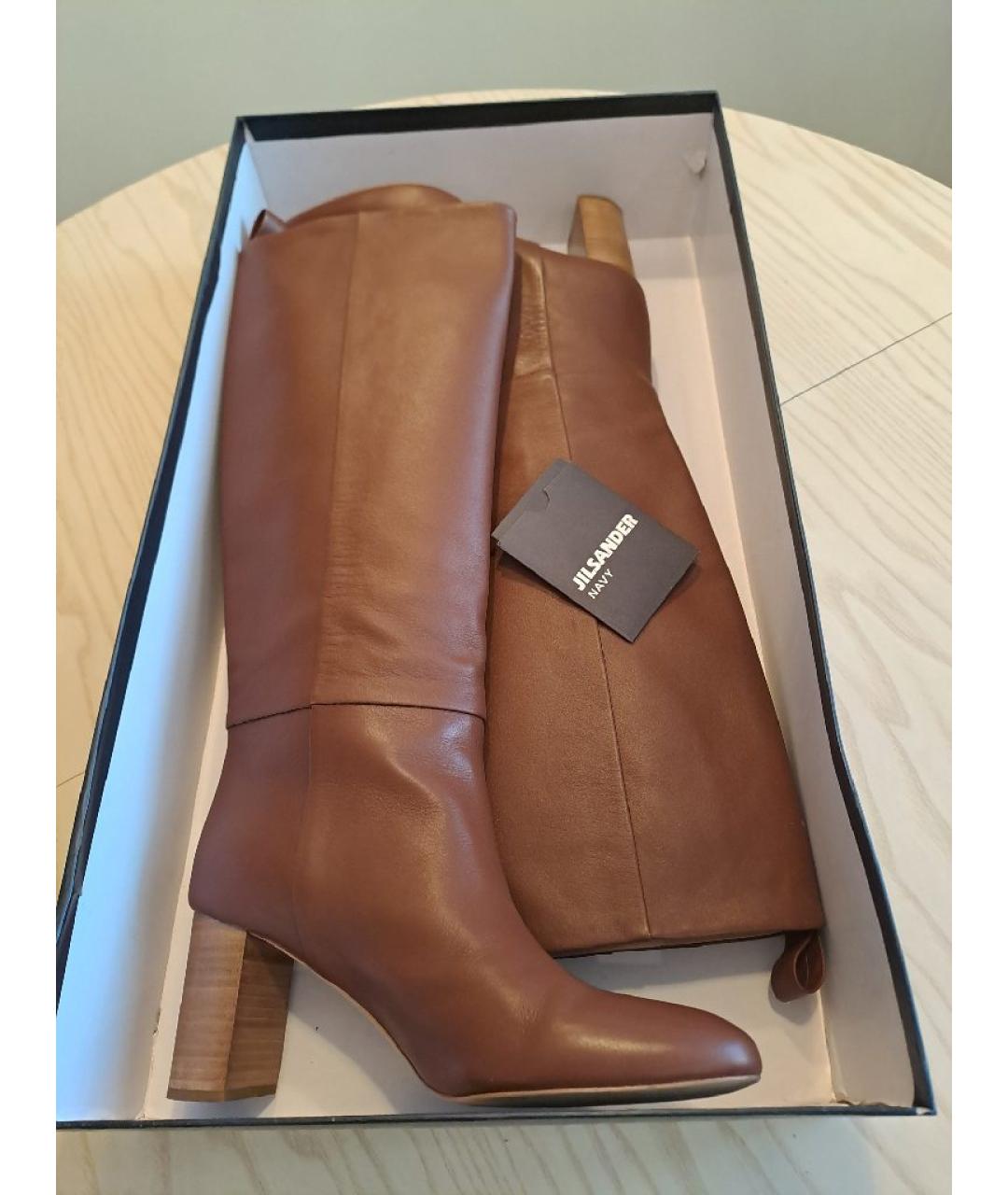 JIL SANDER Коричневые кожаные сапоги, фото 3