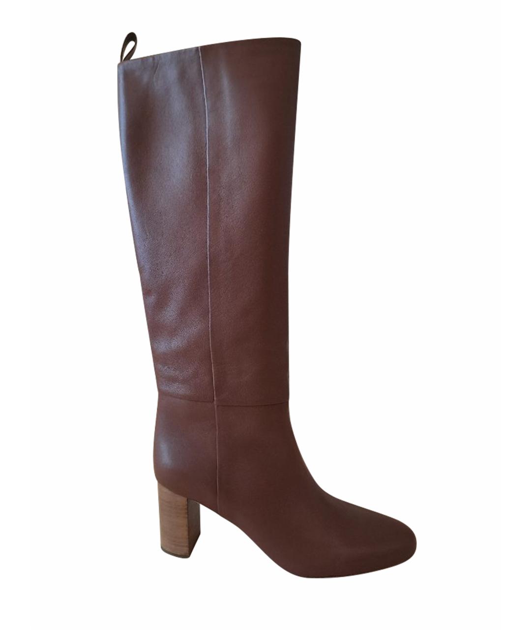 JIL SANDER Коричневые кожаные сапоги, фото 1