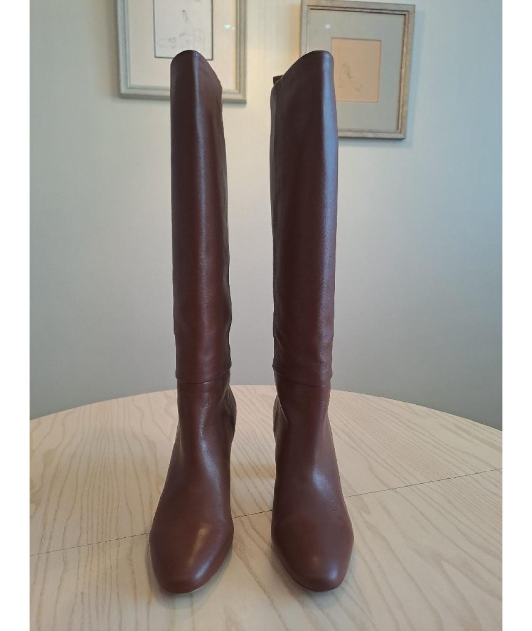 JIL SANDER Коричневые кожаные сапоги, фото 2