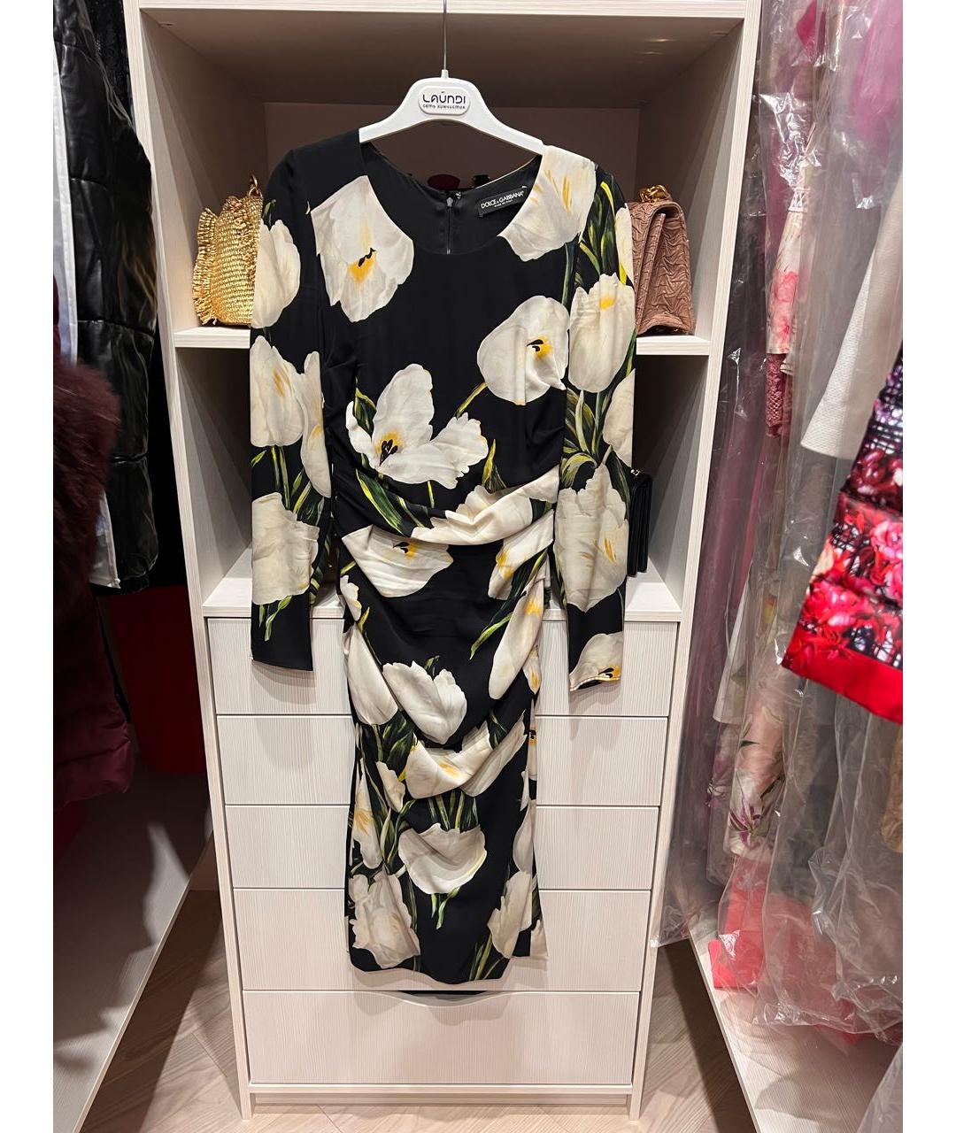 DOLCE&GABBANA Мульти шелковое повседневное платье, фото 4