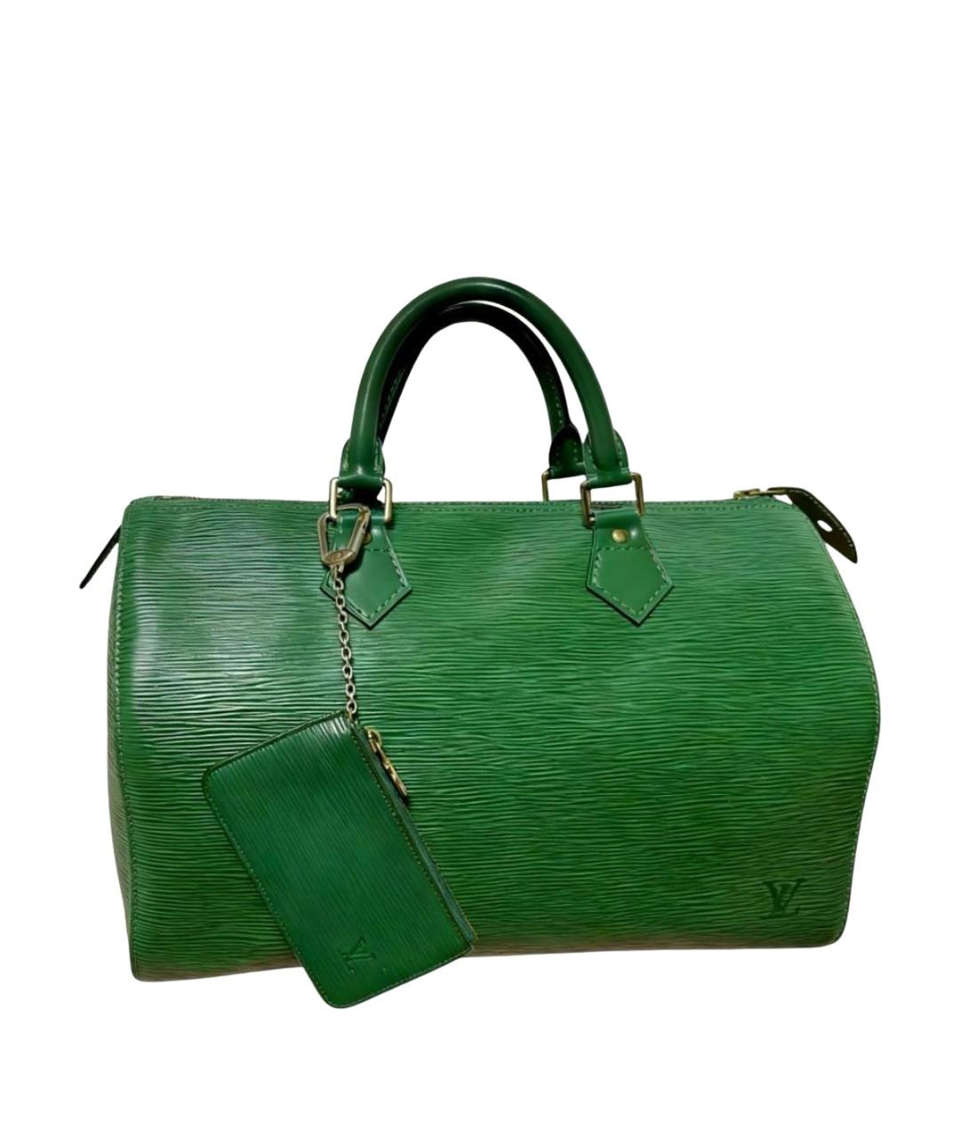 LOUIS VUITTON Зеленая кожаная сумка с короткими ручками, фото 1