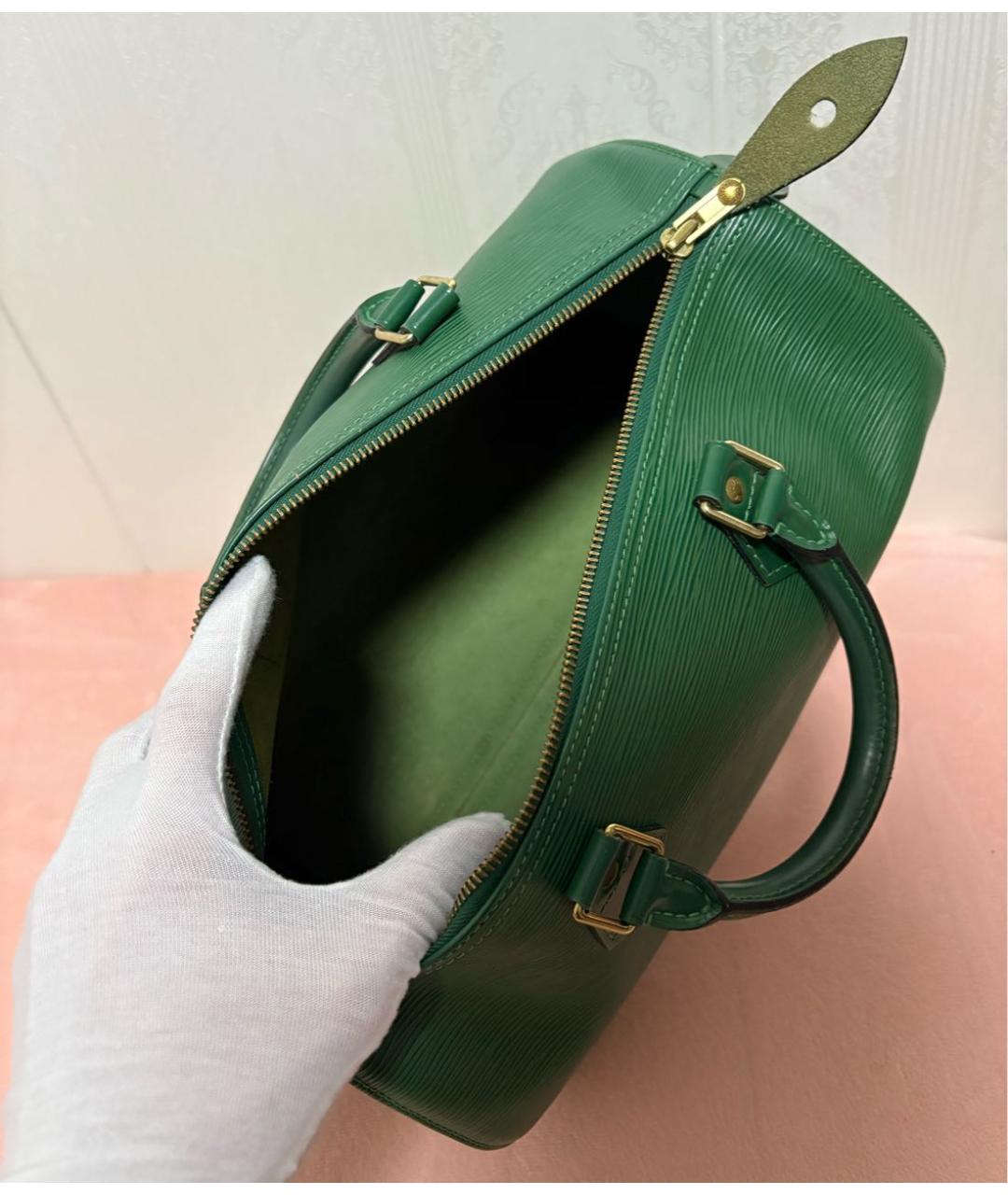 LOUIS VUITTON Зеленая кожаная сумка с короткими ручками, фото 8