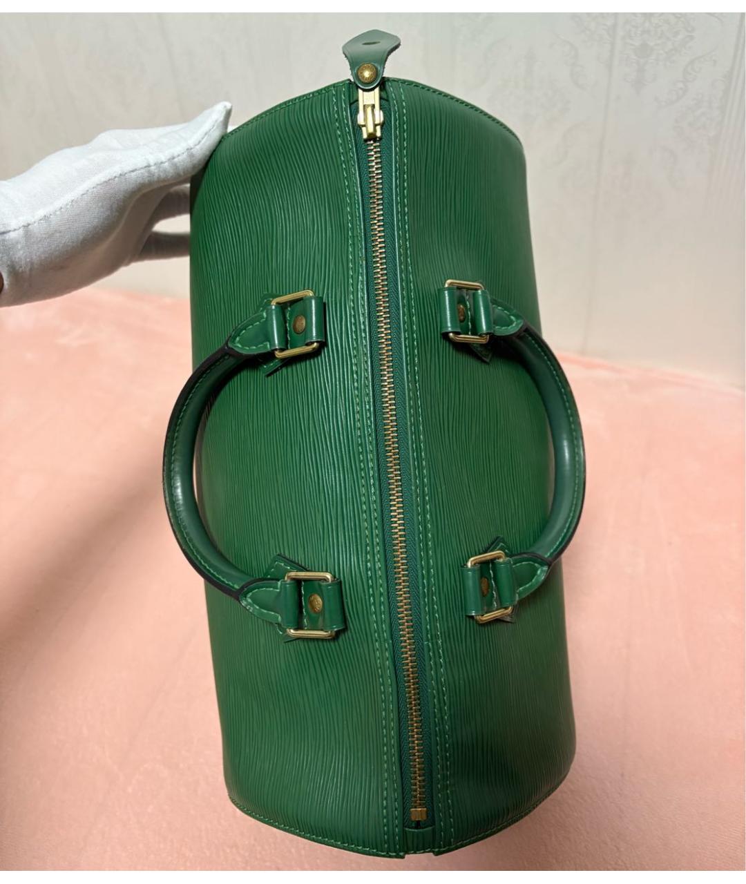 LOUIS VUITTON Зеленая кожаная сумка с короткими ручками, фото 6